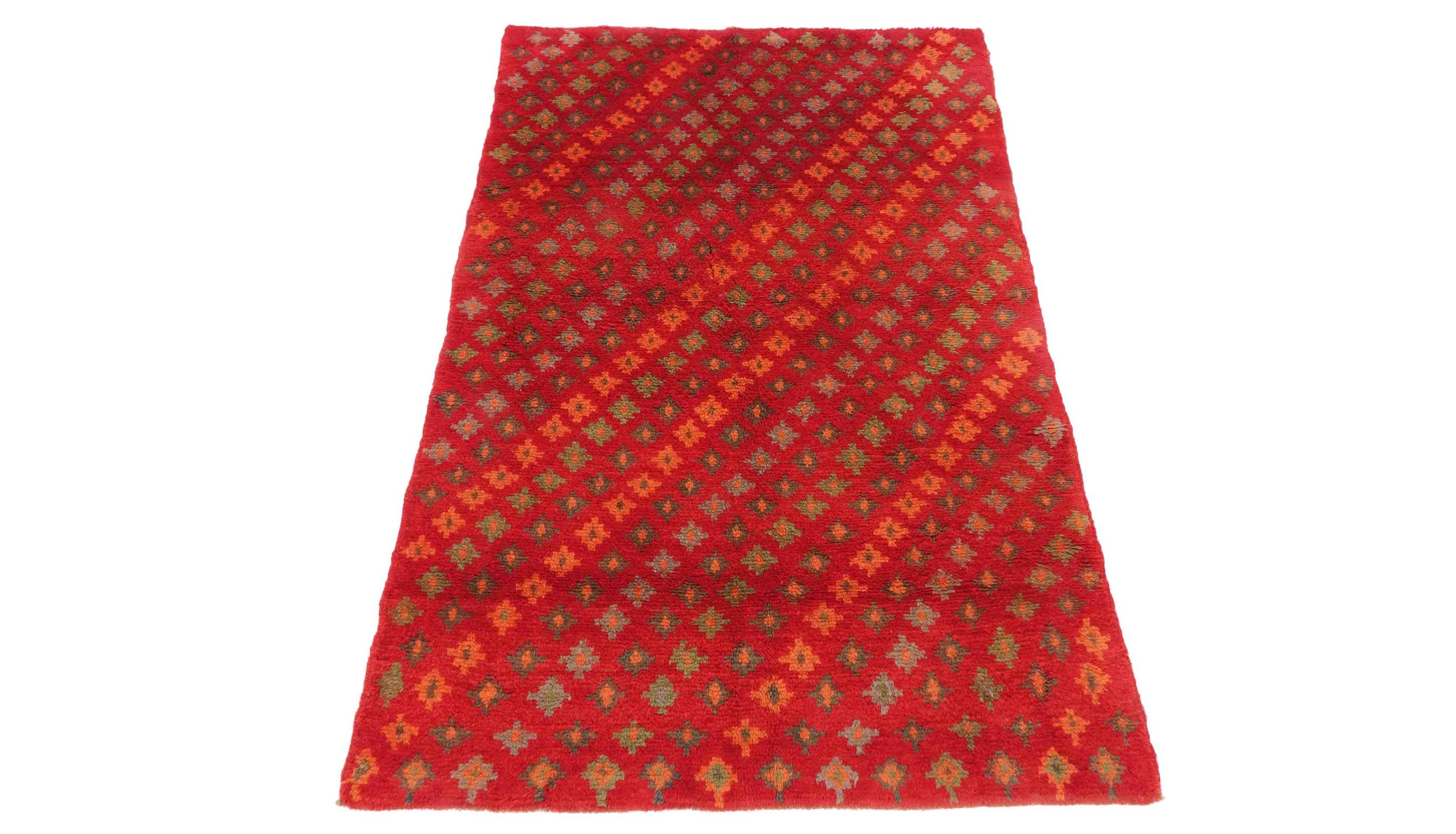 Gabbeh Teppich 110x170 Handgeknüpft Rot Durchgemustert Orientalisch UNIKAT Kurzflor