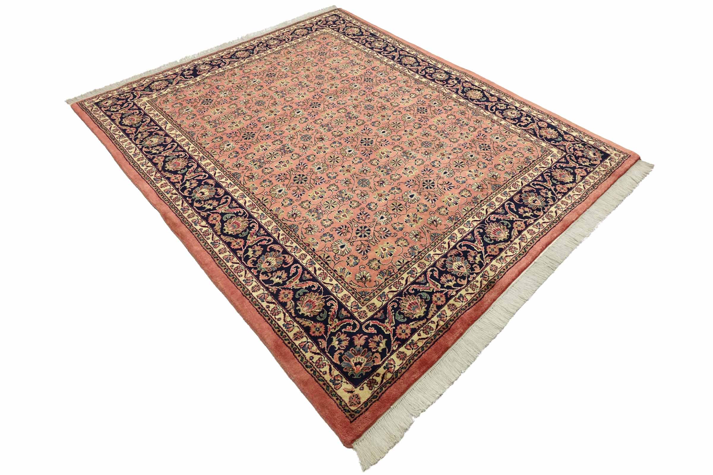 Sarough Teppich 210x240 Handgeknüpft Quadratisch Rosa Floral Wolle Kurzflor Rug