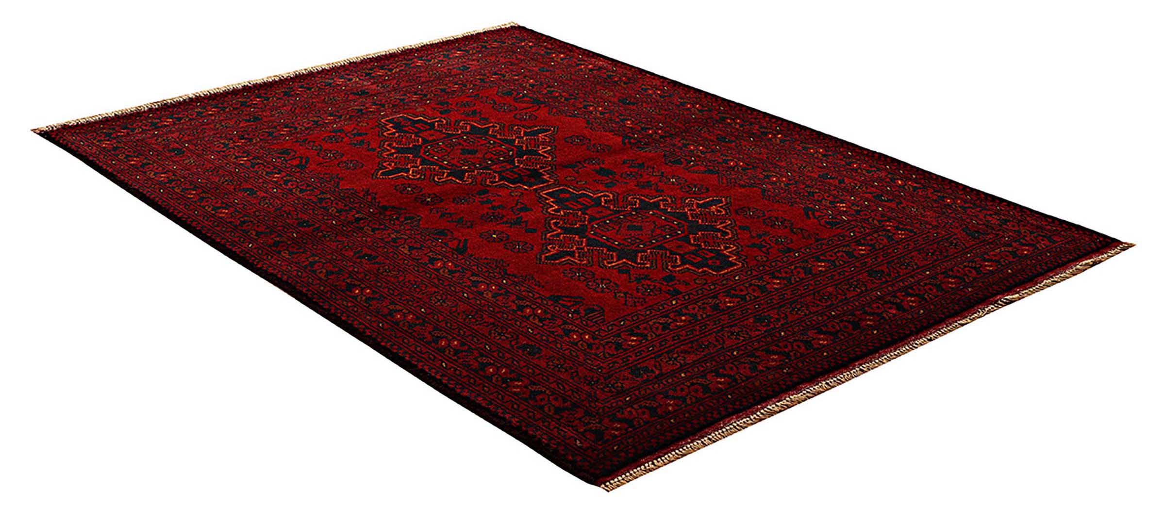 Afghan Khal Mohammadi Teppich 100x150 Handgeknüpft Braun Geometrisch Orient Kurzflor