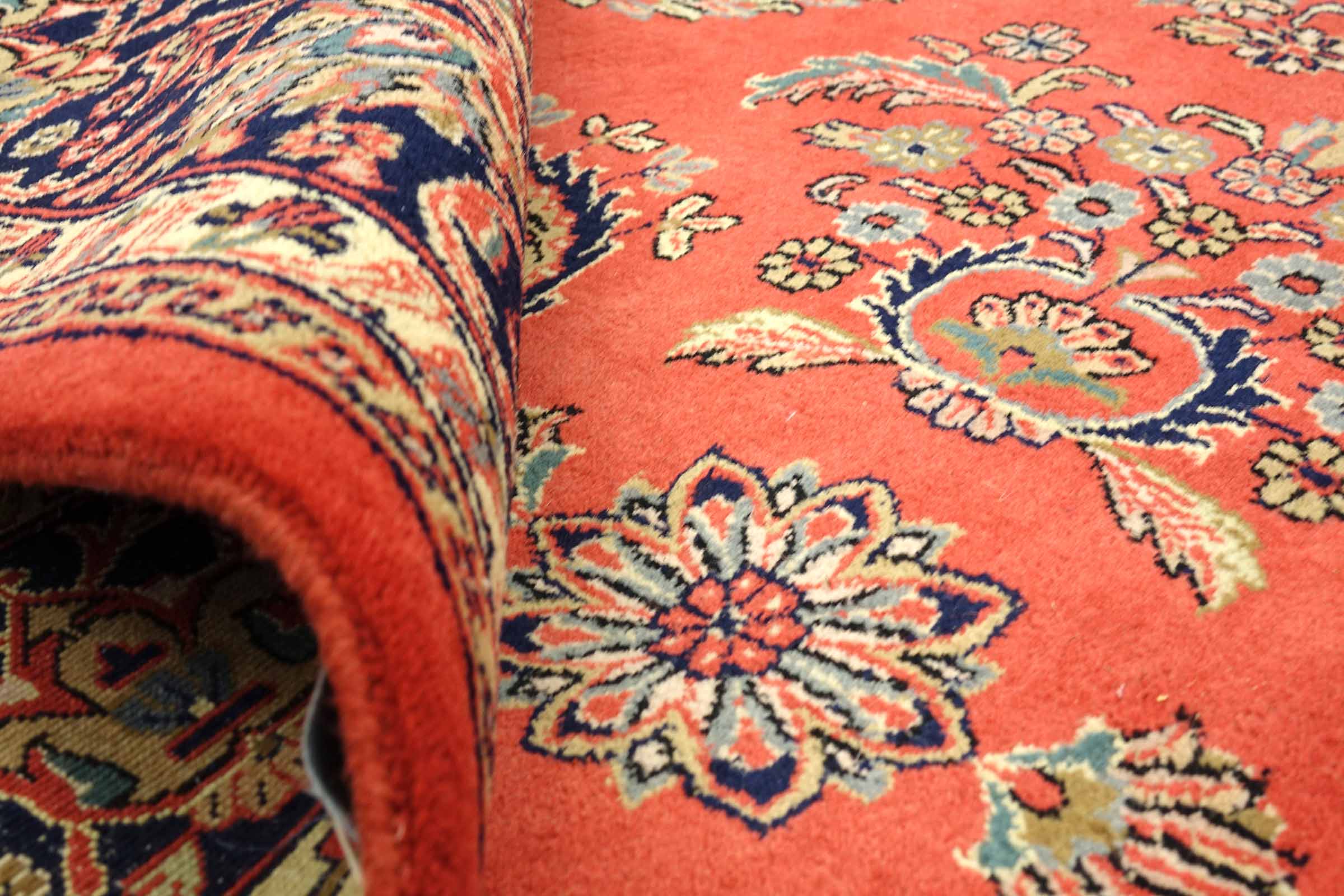 Sarough Teppich 200x300 Handgeknüpft Orange Floral Wolle Kurzflor Rug