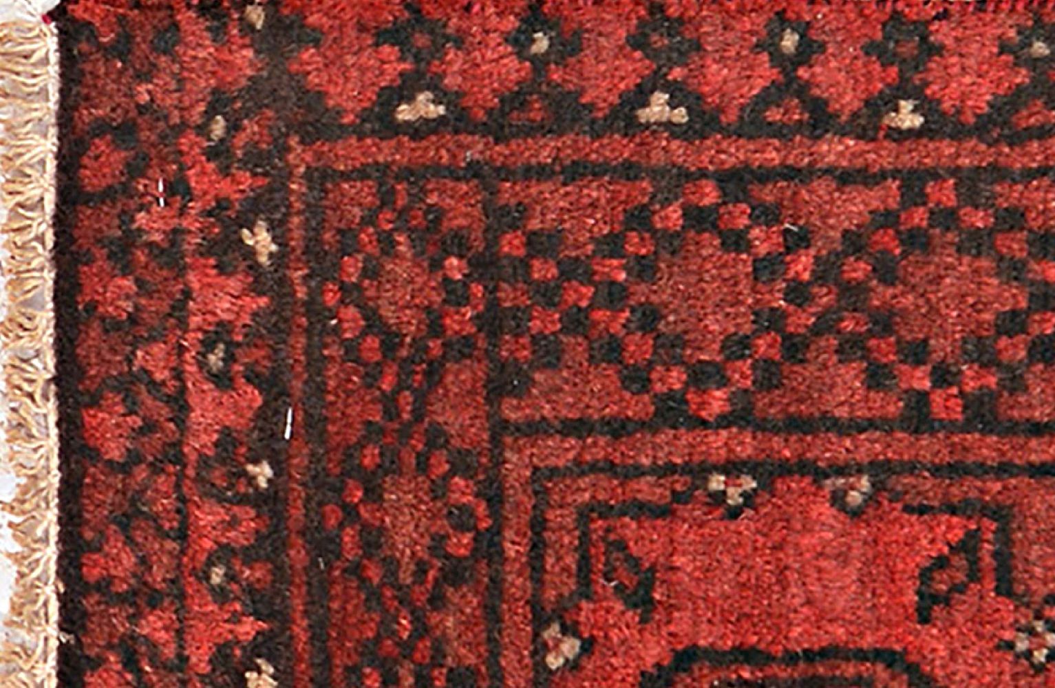 Afghan Aqcha Poshti Teppich 40x60 Handgeknüpft Rot Geometrisch Orient Kurzflor