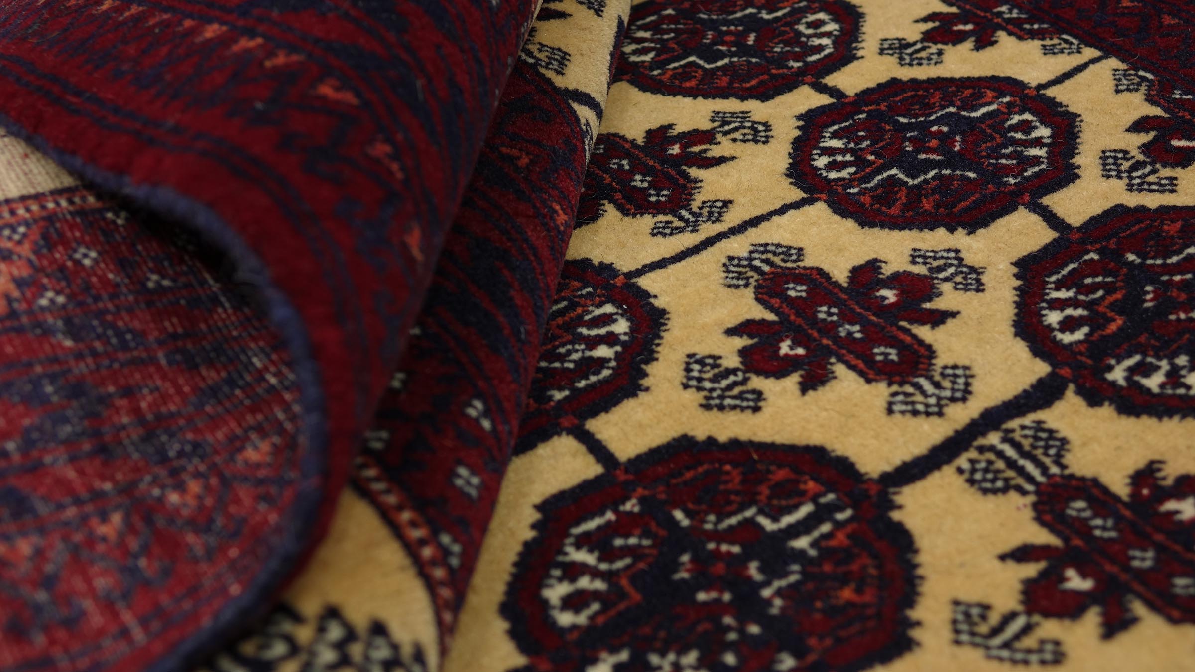 Afghan Teppich 130x180 Handgeknüpft Beige Geometrisch Orient Kurzflor Wohnzimmer