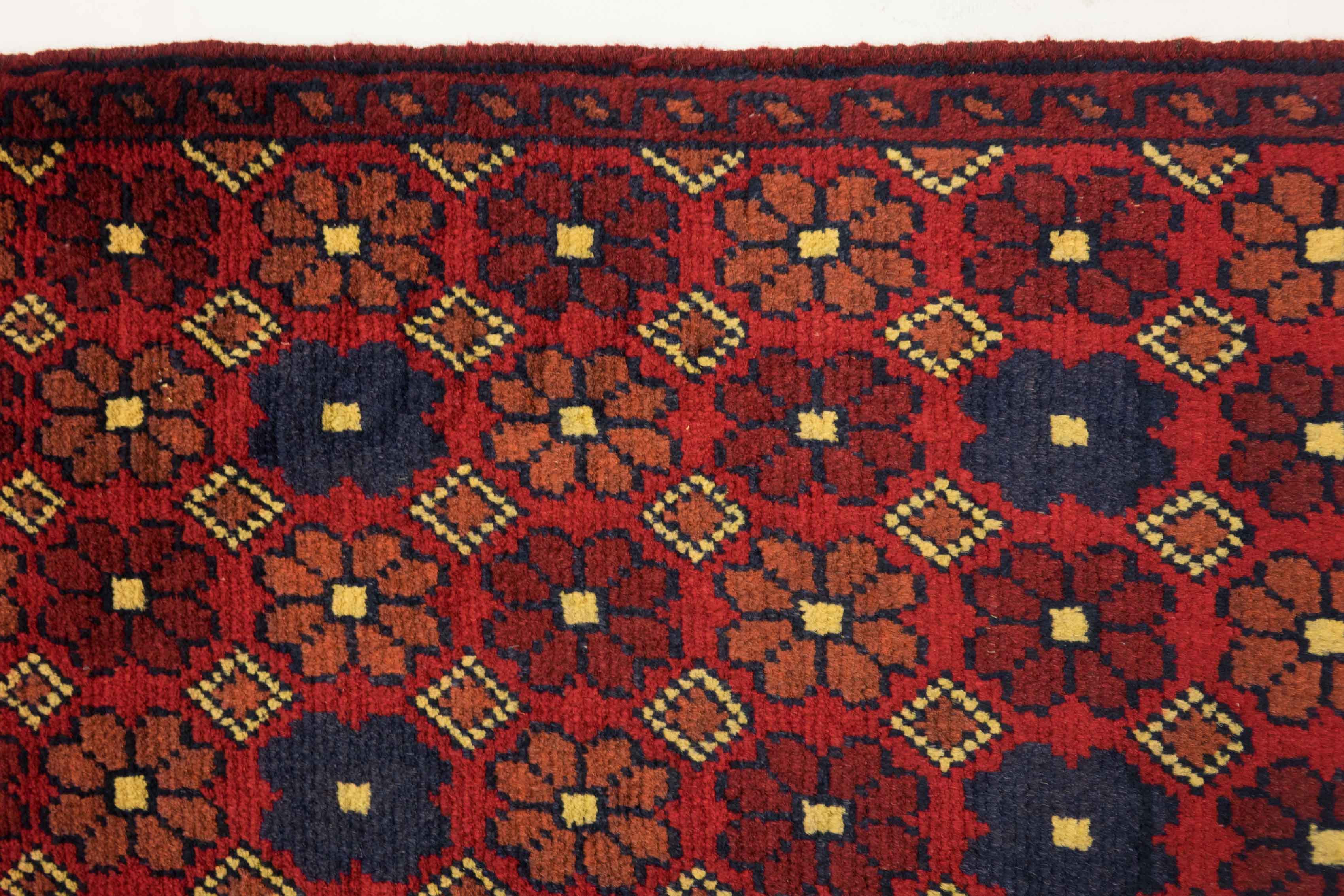 Afghan Khal Mohammadi 50x100 Handgeknüpft Teppich Braun Geometrisch Muster