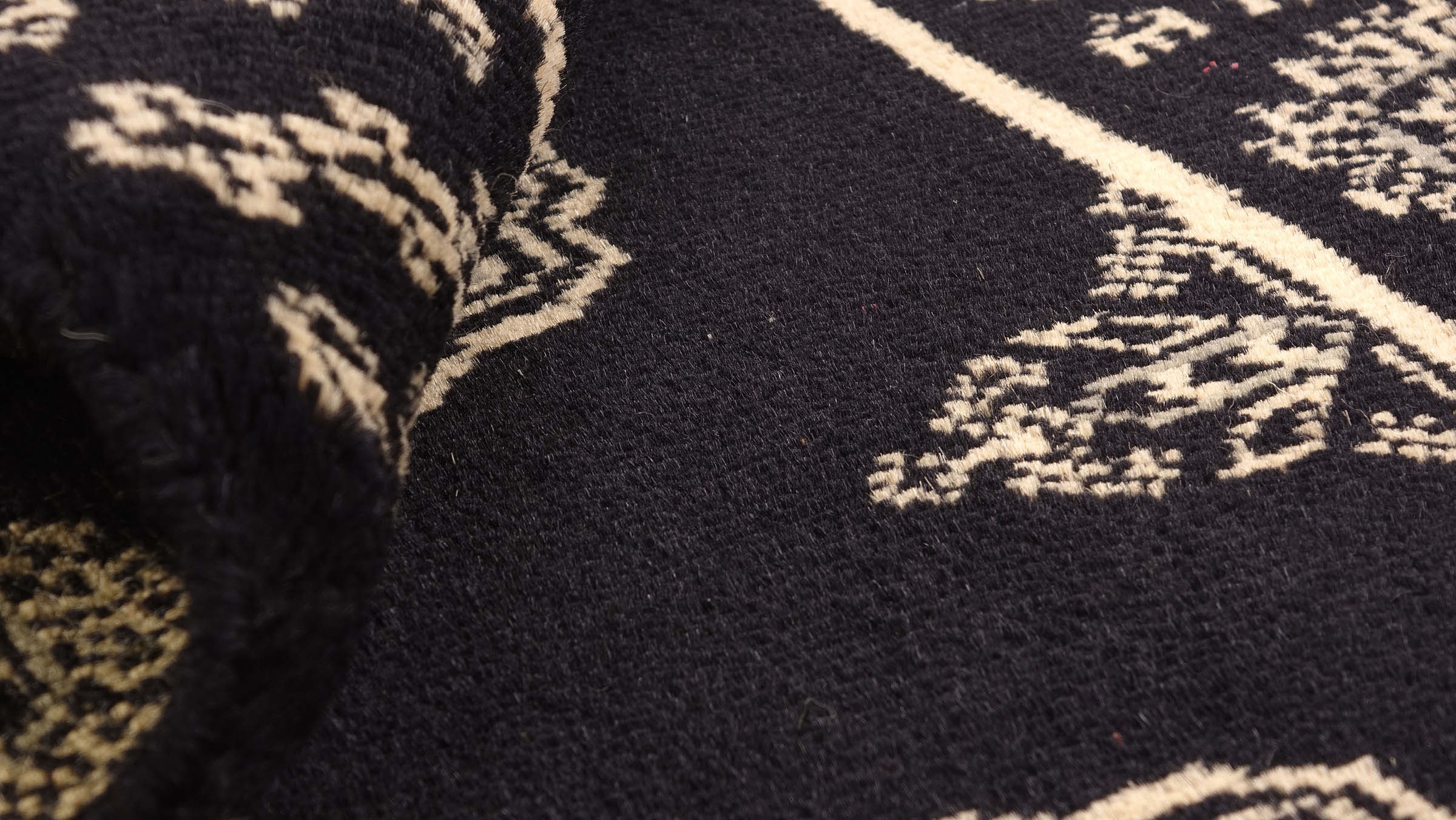 Pakistan Buchara 3ply Teppich 50x80 Handgeknüpft Schwarz Geometrisch Orient Kurzflor