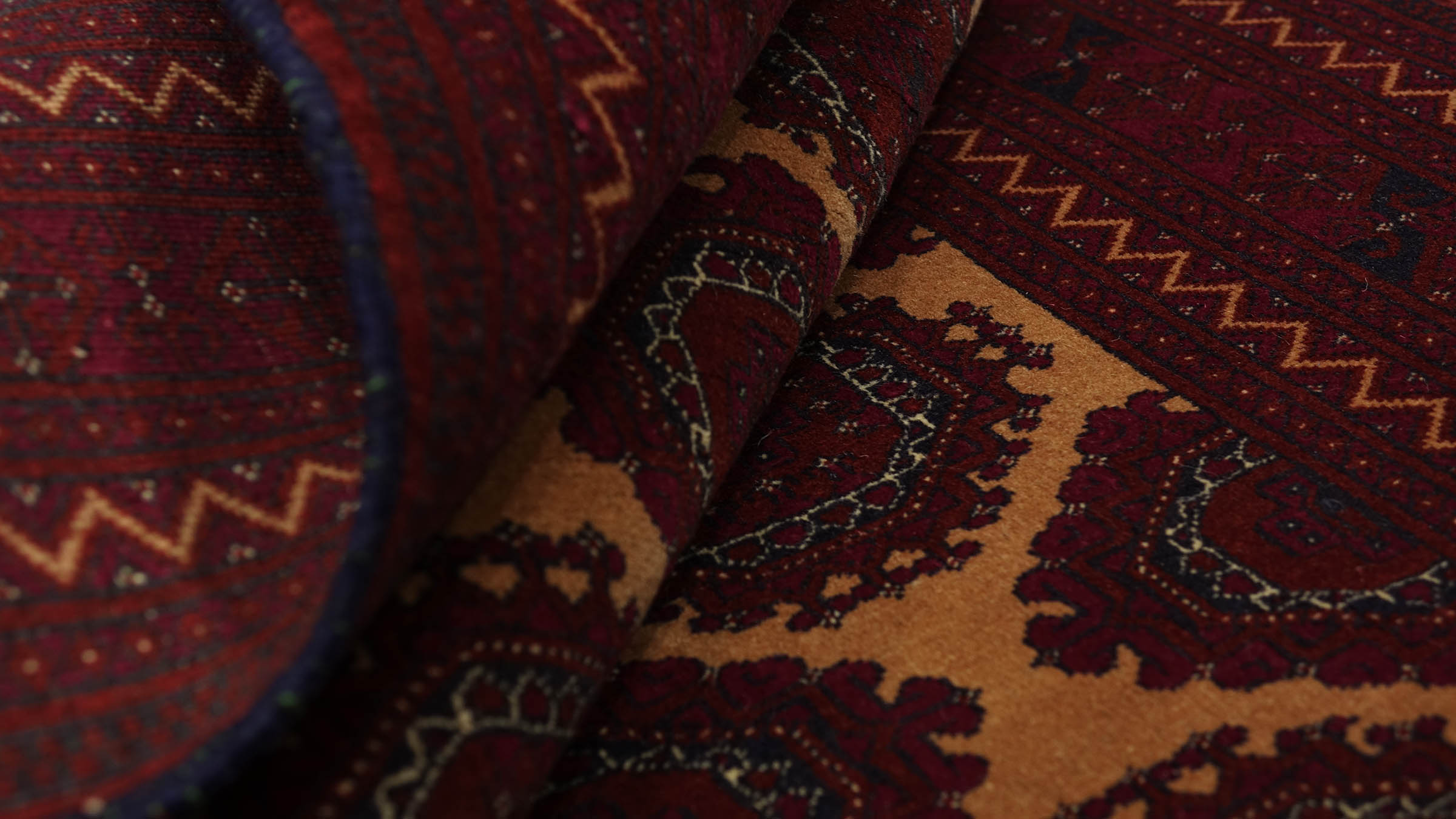 Afghan Teppich 120x190 Handgeknüpft Rot Geometrisch Orient Kurzflor Wohnzimmer