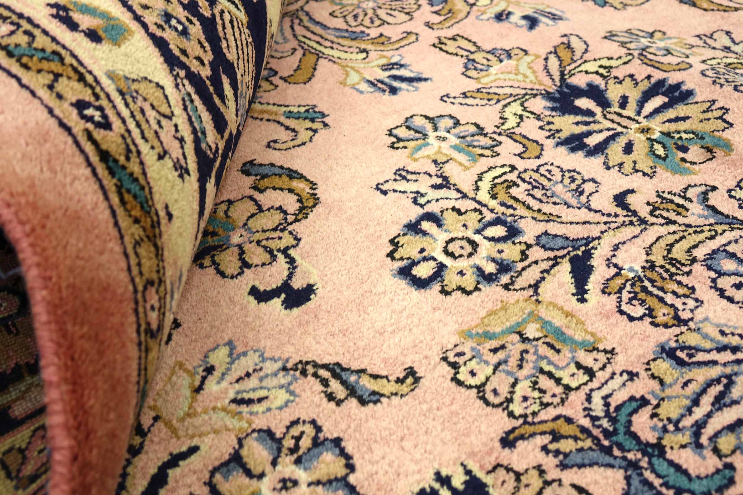 Sarough Teppich 200x300 Handgeknüpft Rosa Floral Wolle Kurzflor Rug