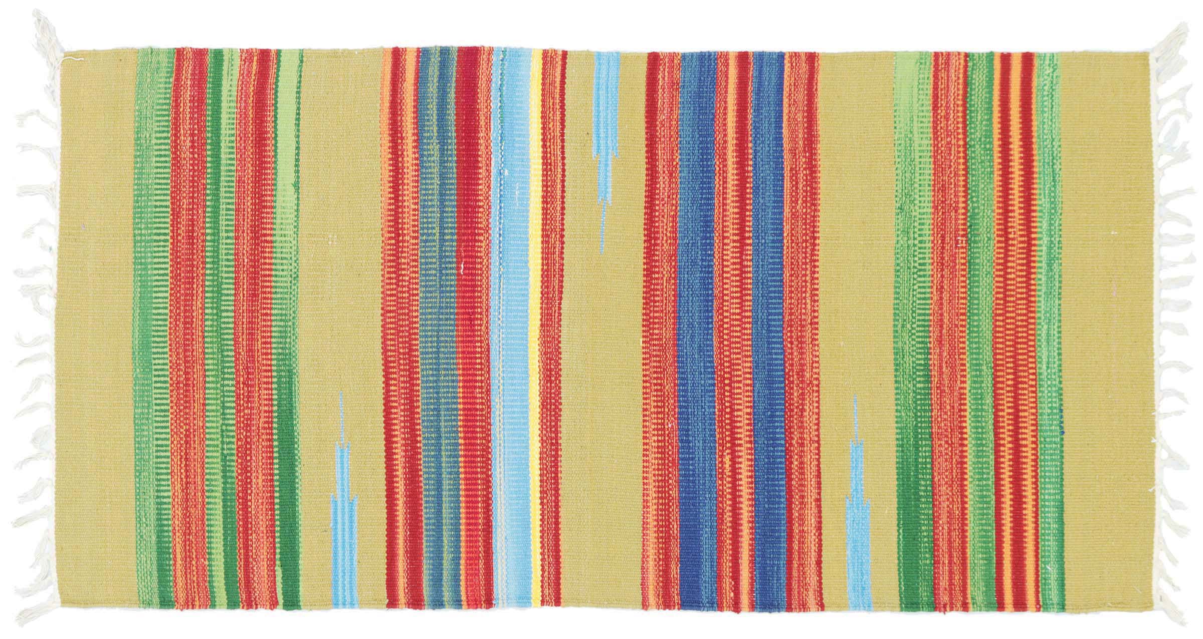 Knallbunter Kelim Teppich 60x120 Handgewebt Mehrfarbig Gestreift Handarbeit Gewebt