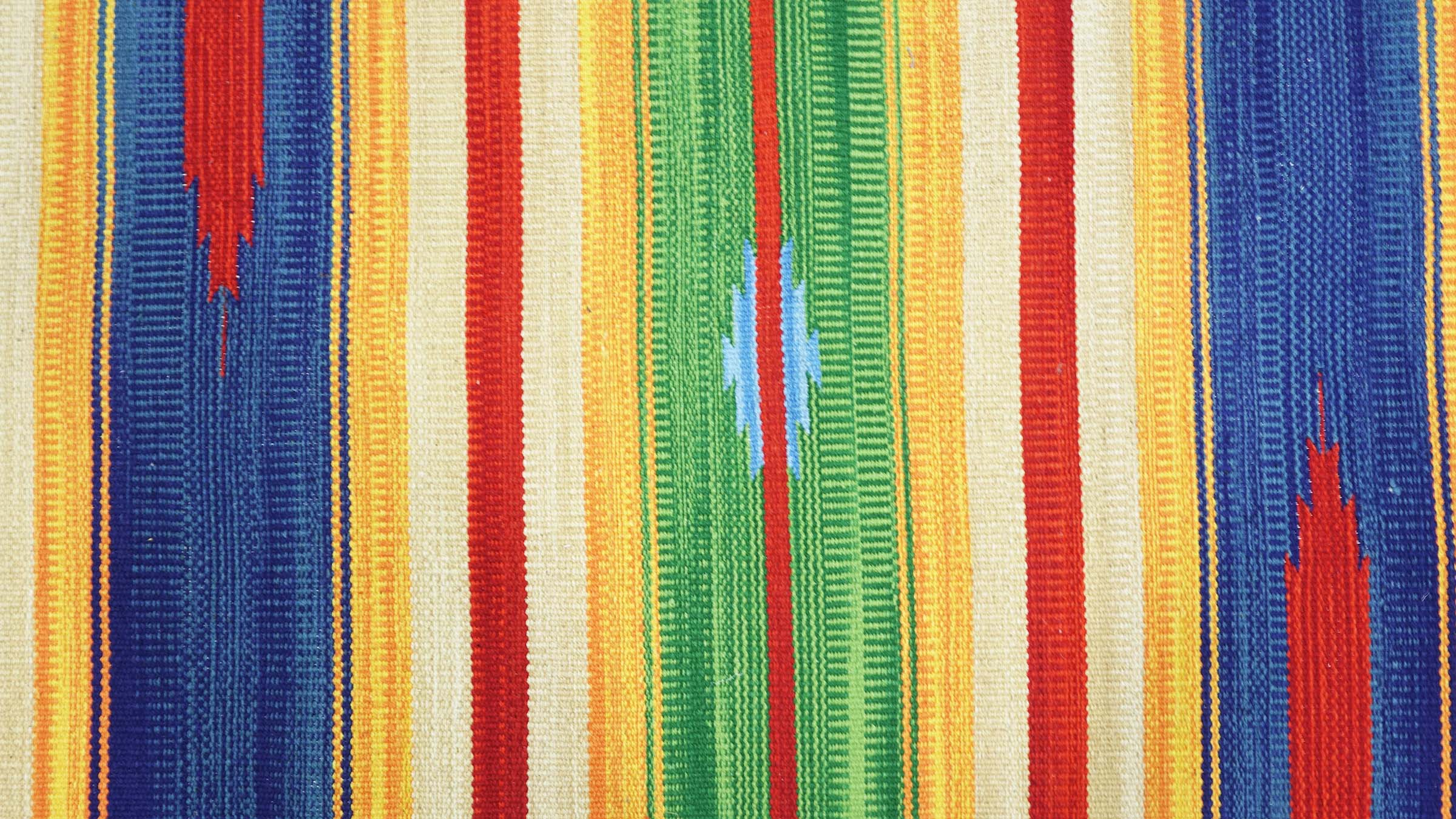 Knallbunter Kelim Teppich 60x120 Handgewebt Mehrfarbig Streifen Handarbeit Gewebt