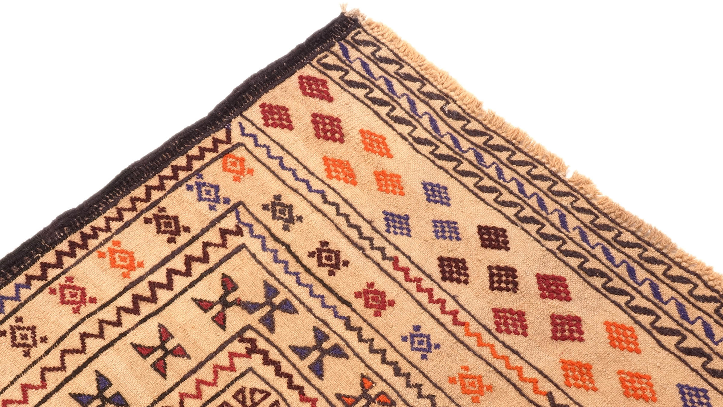 Afghan Kelim Gol Barjasta Teppich 120x180 Handgewebt Gold Geometrisch Handarbeit Gewebt