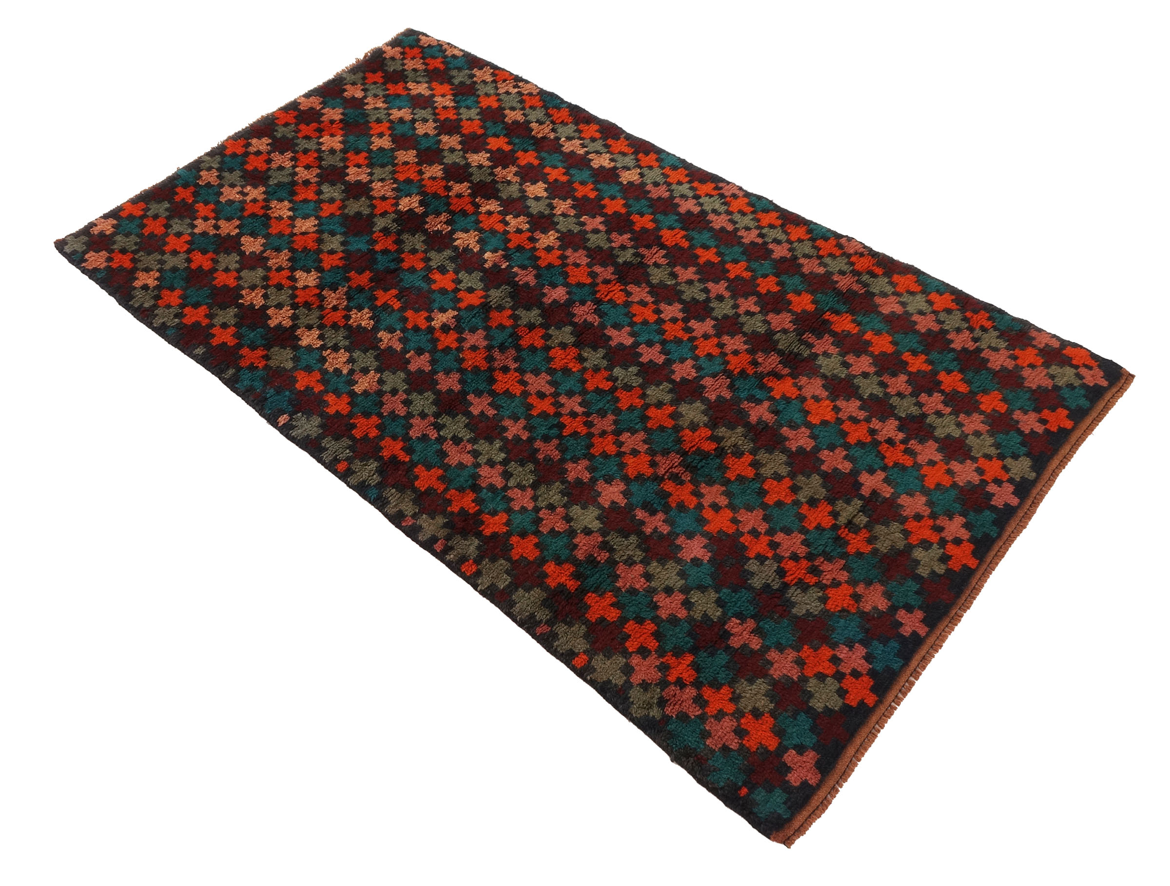 Gabbeh Teppich 110x190 Handgeknüpft Blau Streifen Orientalisch UNIKAT Kurzflor