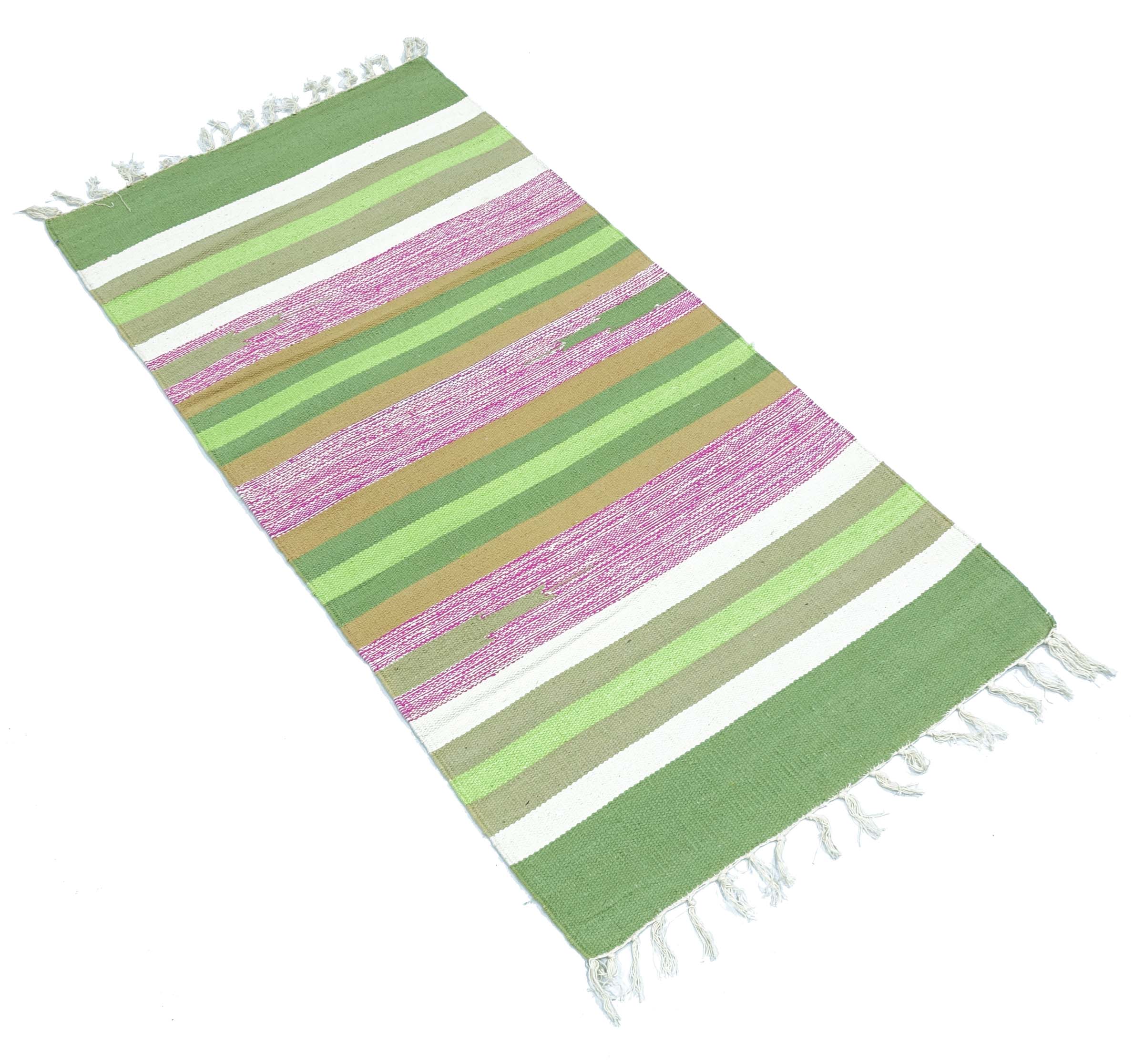 Knallbunter Kelim Teppich 60x120 Handgewebt Mehrfarbig Gestreift Handarbeit Gewebt