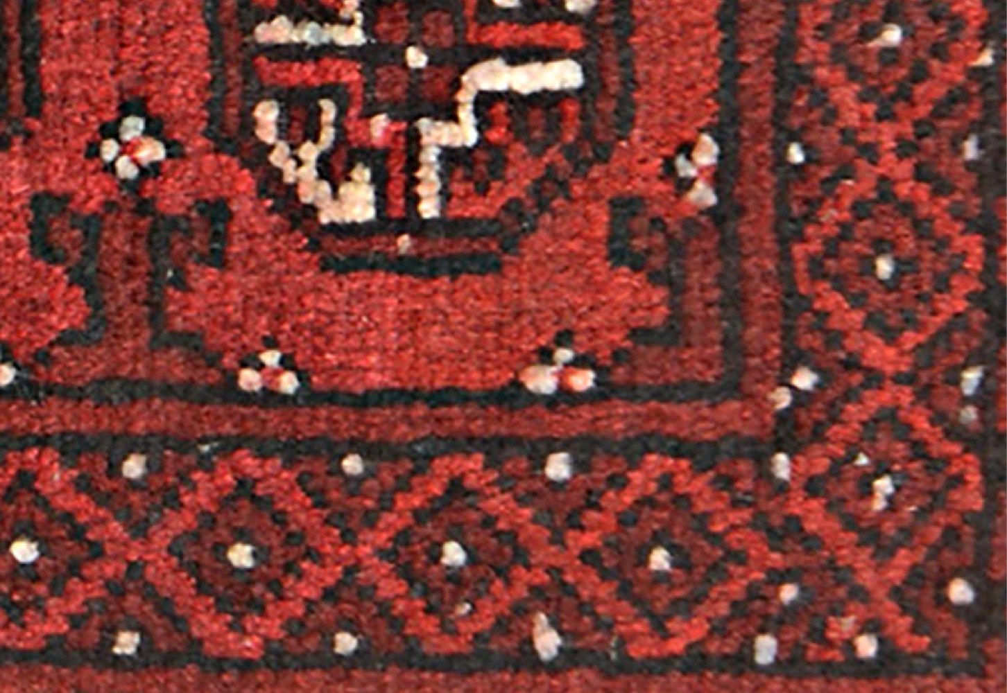 Afghan Aqcha Poshti Teppich 40x60 Handgeknüpft Rot Geometrisch Orient Kurzflor