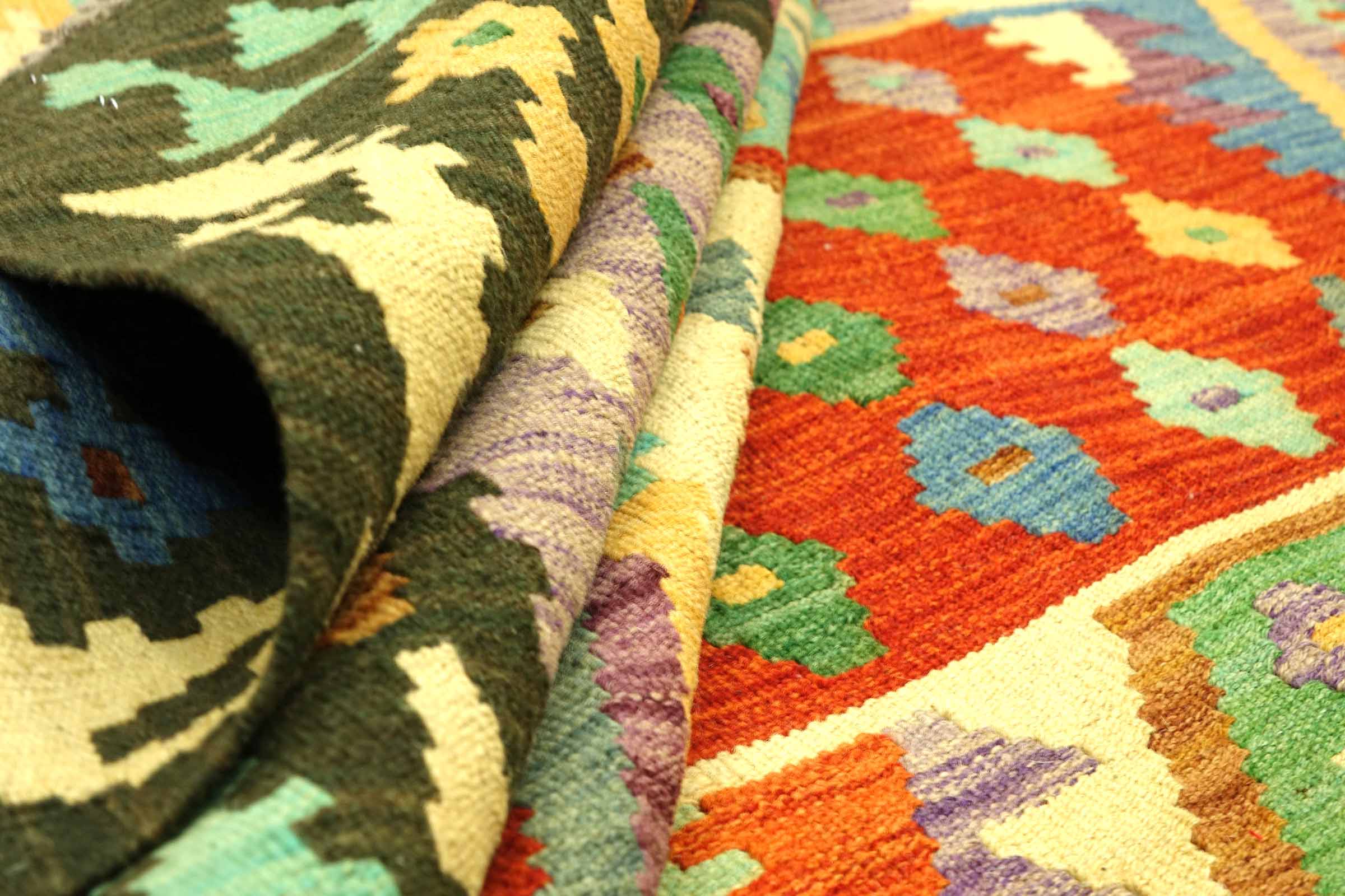 Afghan Maimana Kelim Bunt 250x300 Handgewebt Teppich Bunt Geometrisch Orient
