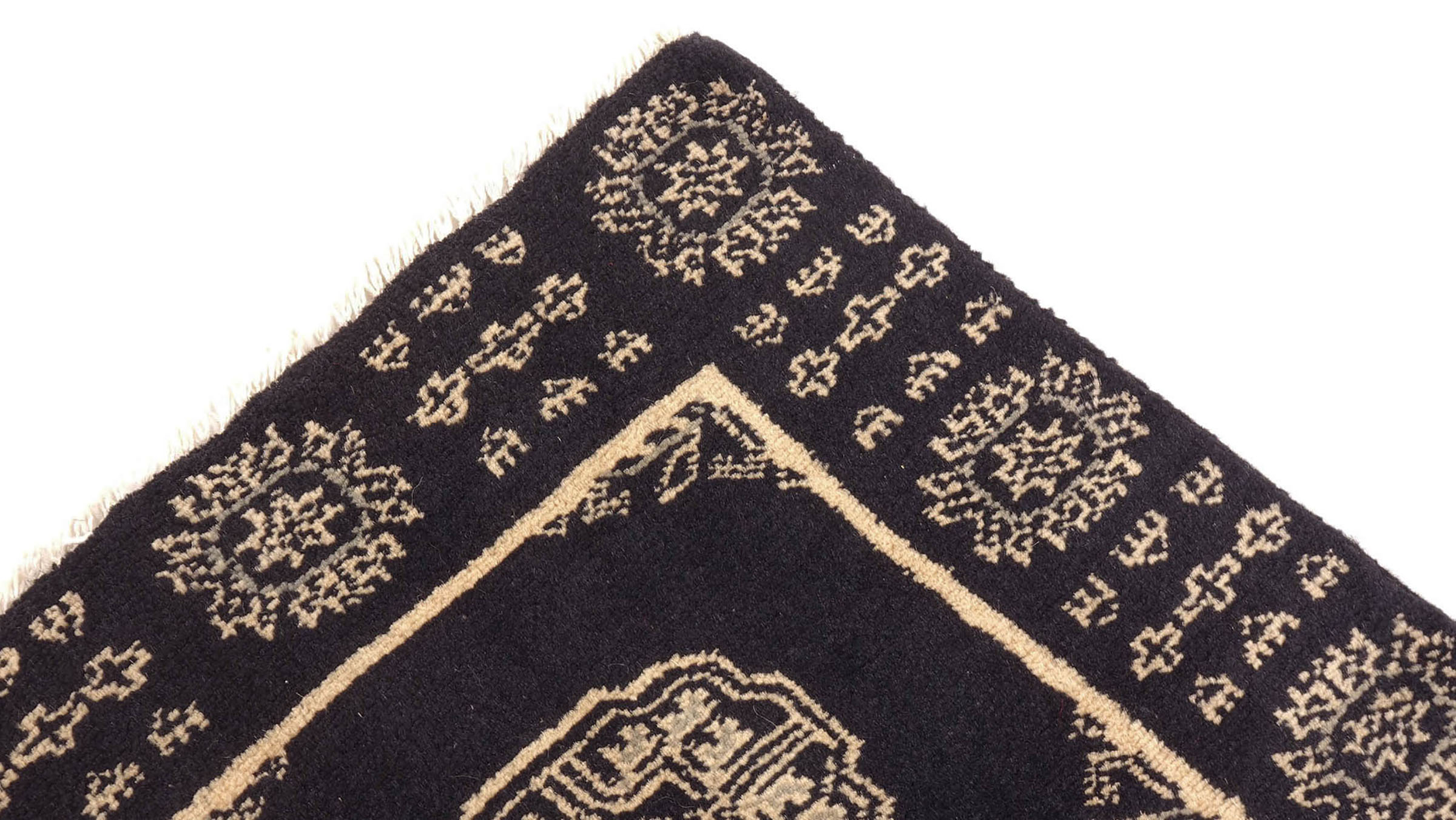 Pakistan Buchara 3ply Teppich 50x80 Handgeknüpft Schwarz Geometrisch Orient Kurzflor