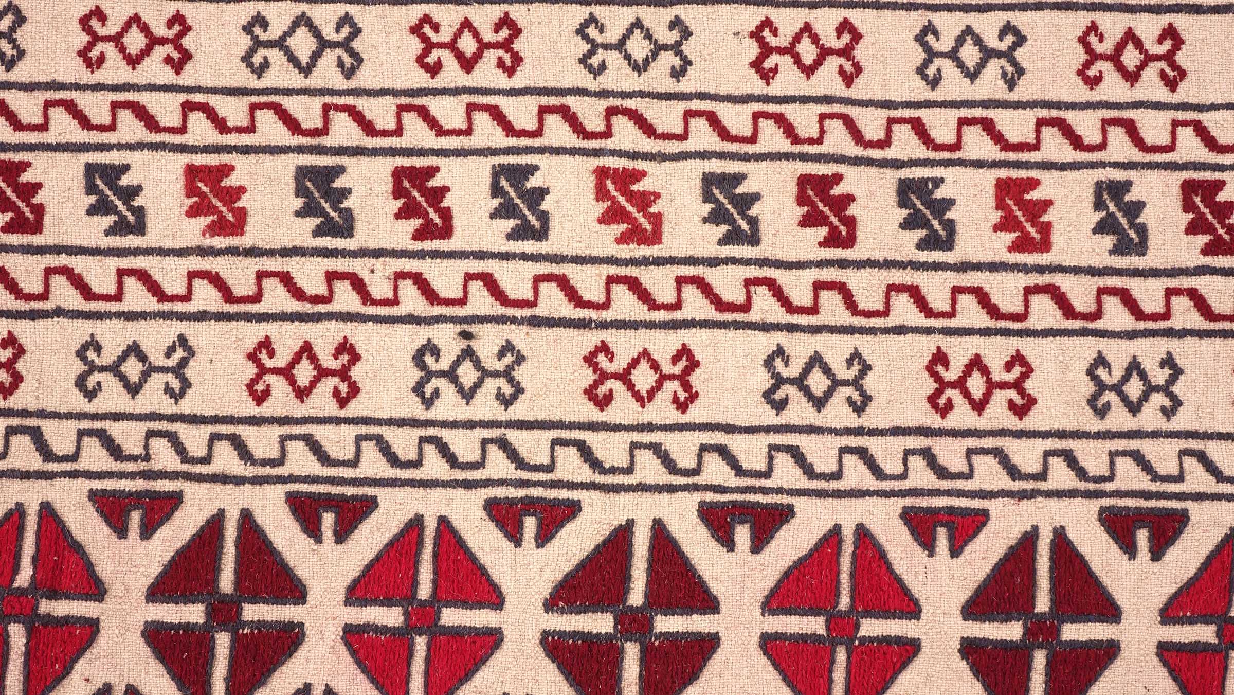 Afghan Kelim Gol Barjasta Teppich 120x180 Handgewebt Beige Geometrisch Handarbeit