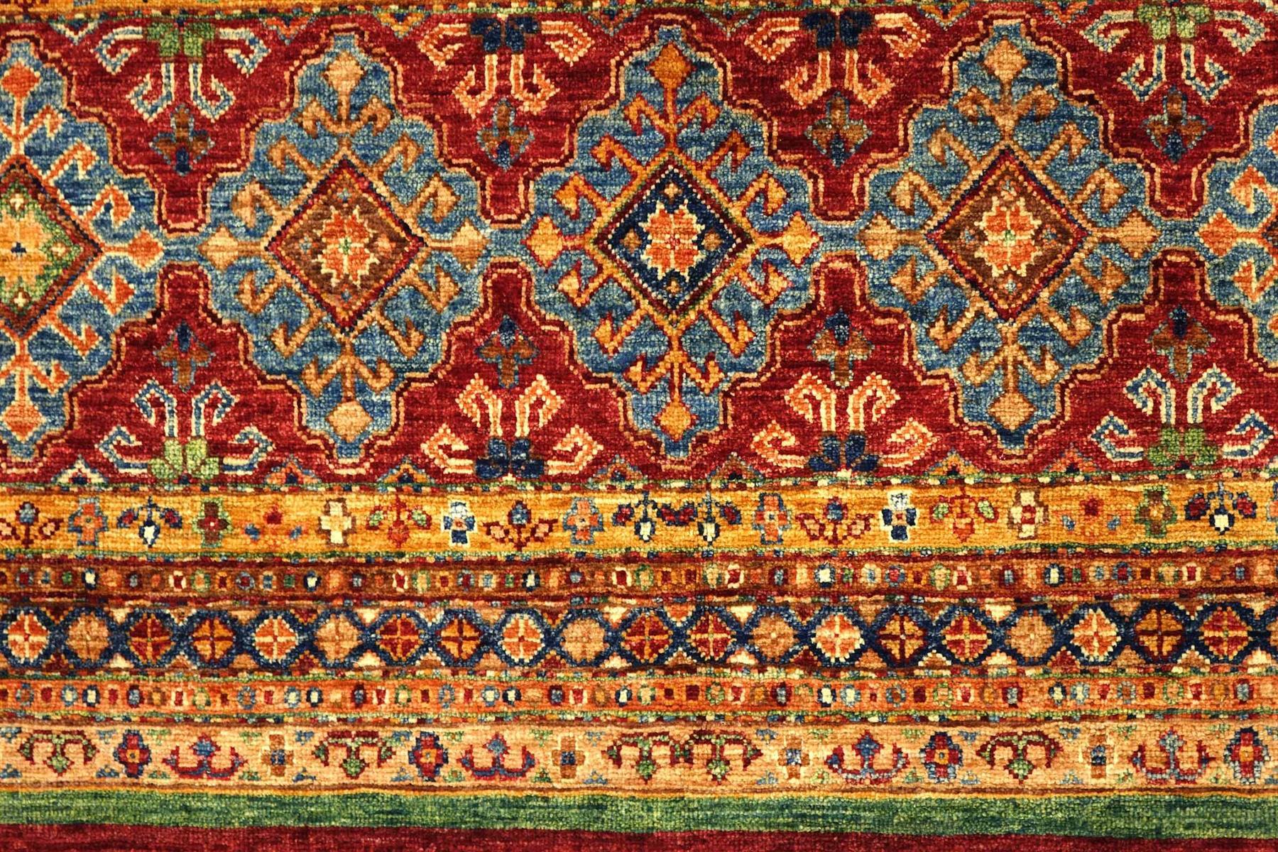 Afghan Khorjin Shaal 180x270 Handgeknüpft Orientteppich Rot Gestreift Wolle