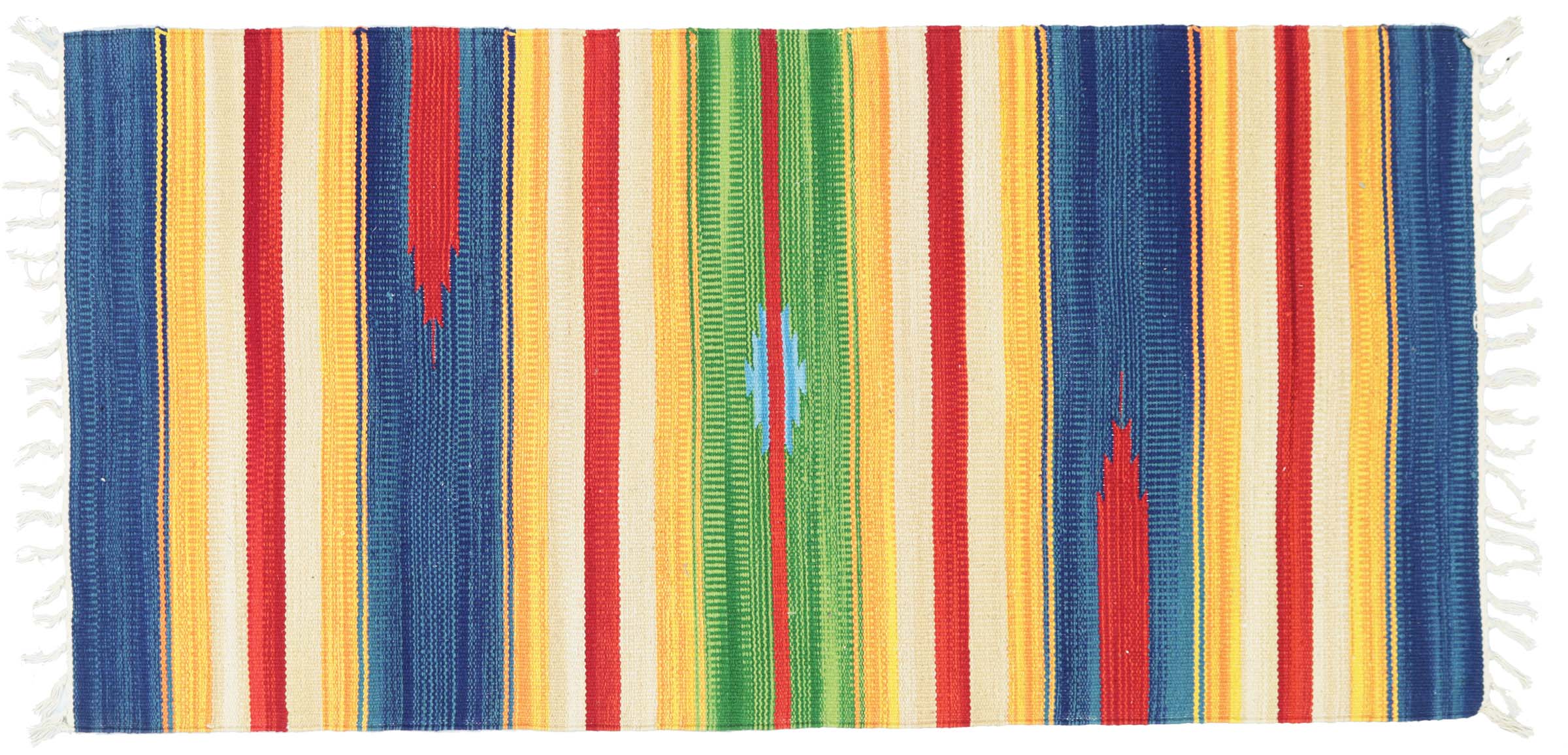 Knallbunter Kelim Teppich 60x120 Handgewebt Mehrfarbig Streifen Handarbeit Gewebt