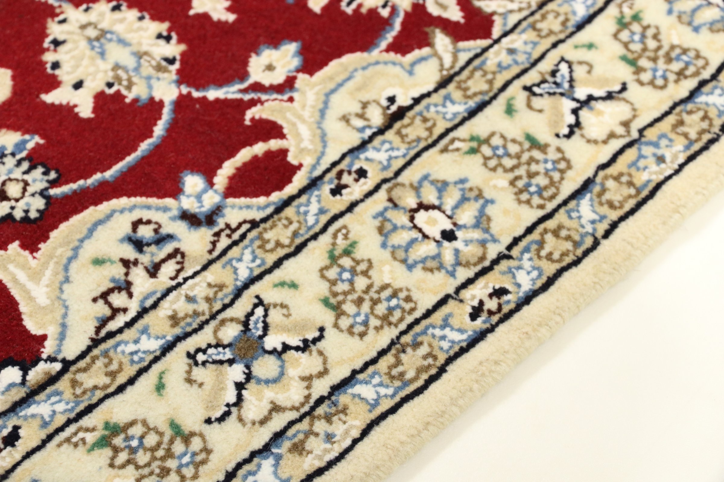 Persian carpet Nain 9LA 60x90 hand-knotted white floral oriental UNIKAT short pile