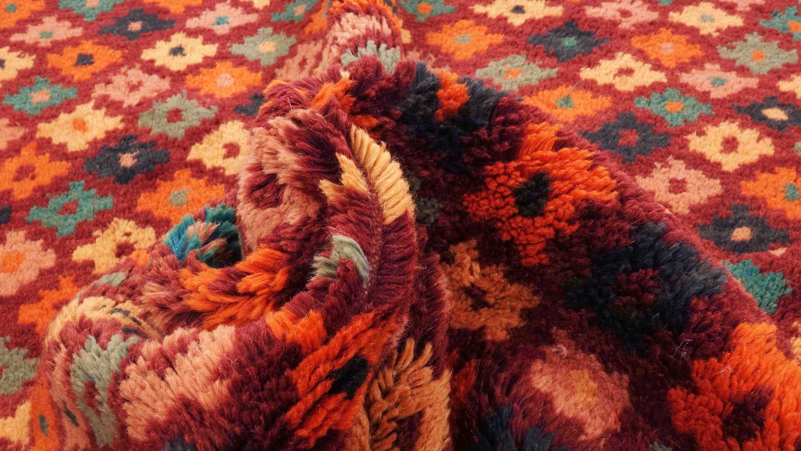 Gabbeh Teppich 120x170 Handgeknüpft Braun Durchgemustert Orientalisch UNIKAT Kurzflor