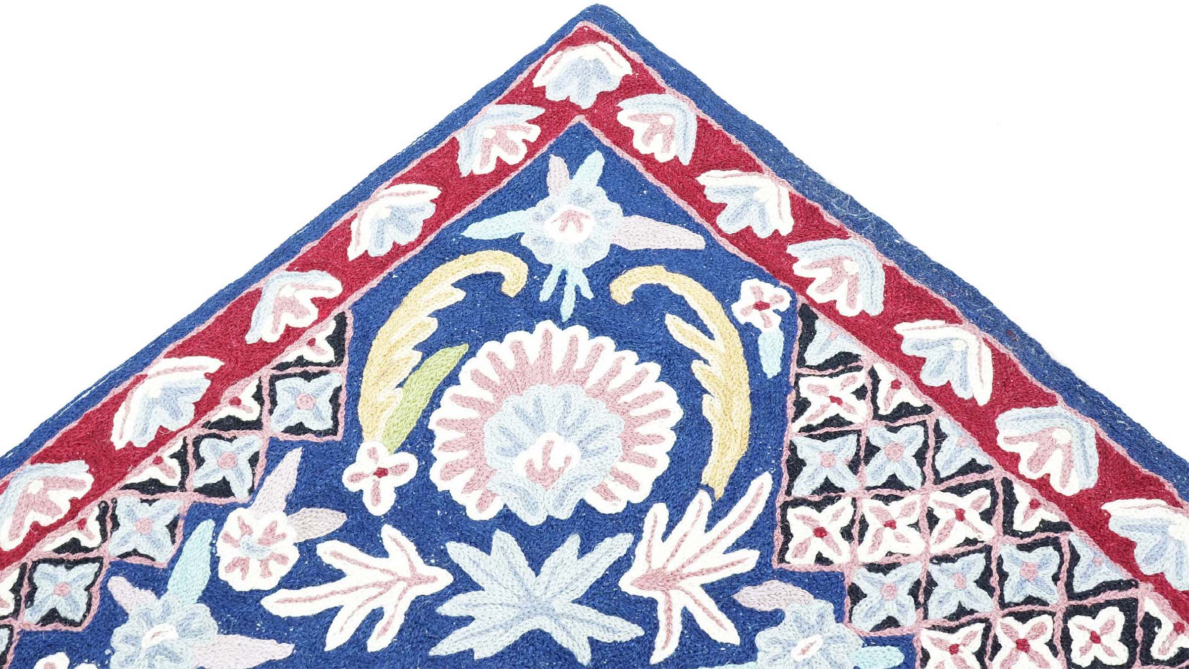 Chainstitch Kettenstich Teppich 80x120 Handgewebt Braun Blumenmuster Handarbeit Gewebt