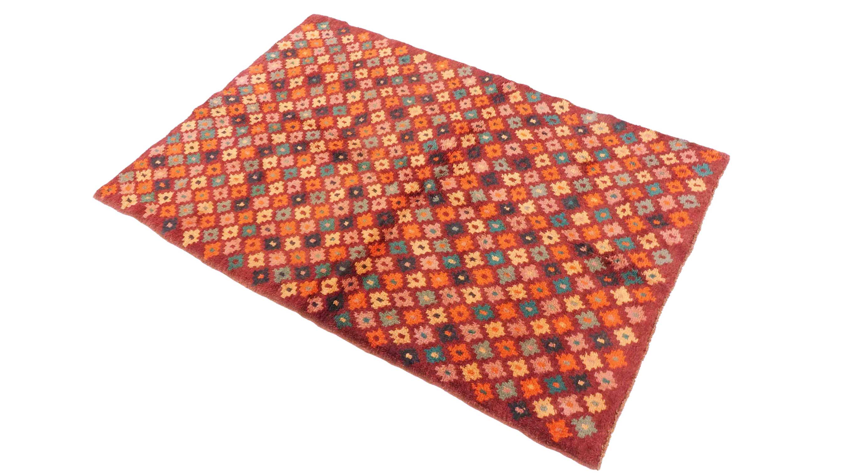 Gabbeh Teppich 120x170 Handgeknüpft Braun Durchgemustert Orientalisch UNIKAT Kurzflor