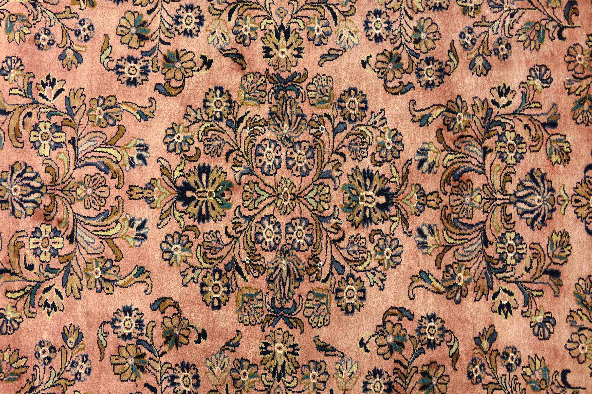 Sarough Teppich 200x300 Handgeknüpft Rosa Floral Wolle Kurzflor Rug
