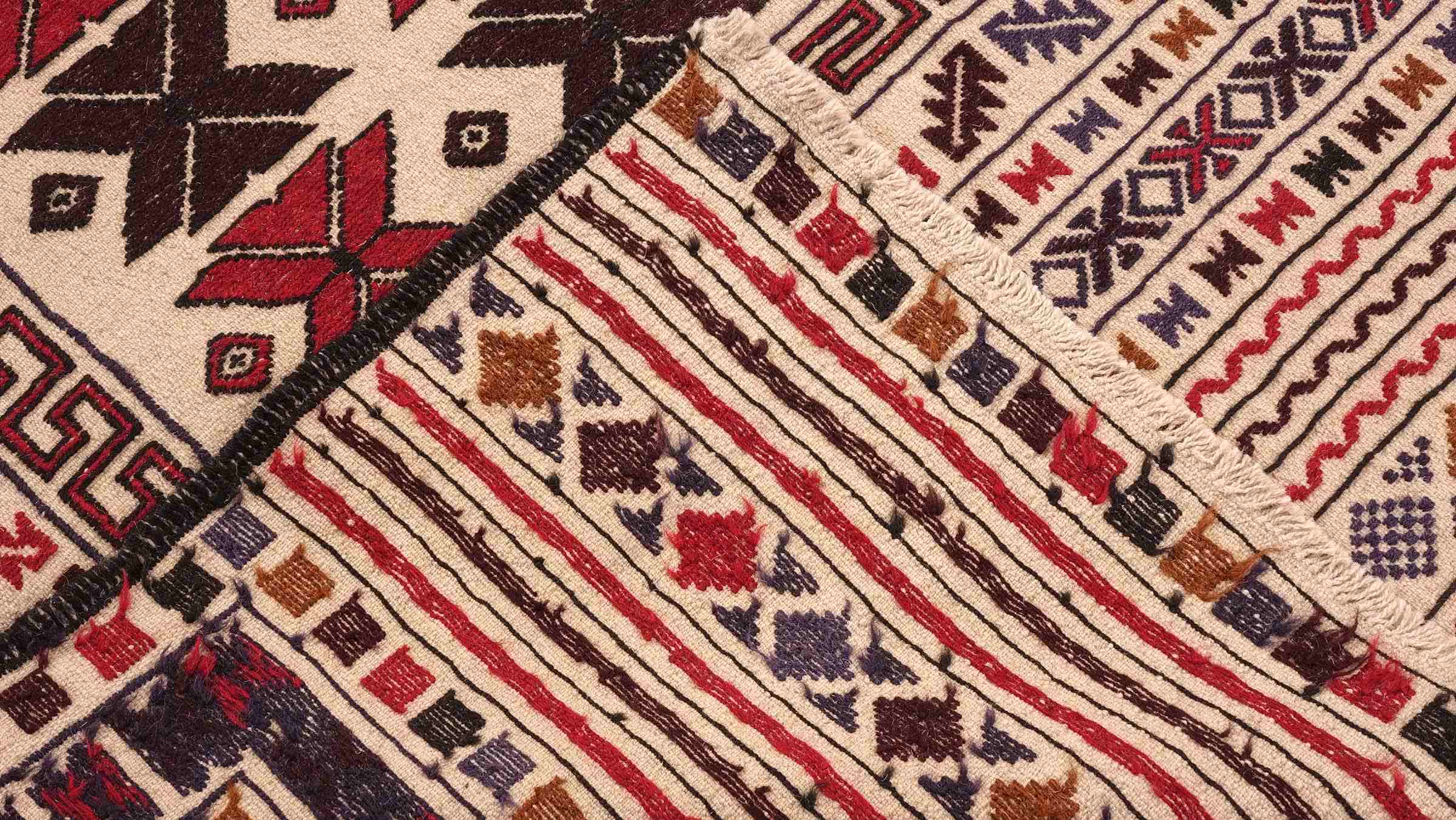 Afghan Kelim Gol Barjasta Teppich 140x180 Handgewebt Beige Geometrisch Handarbeit
