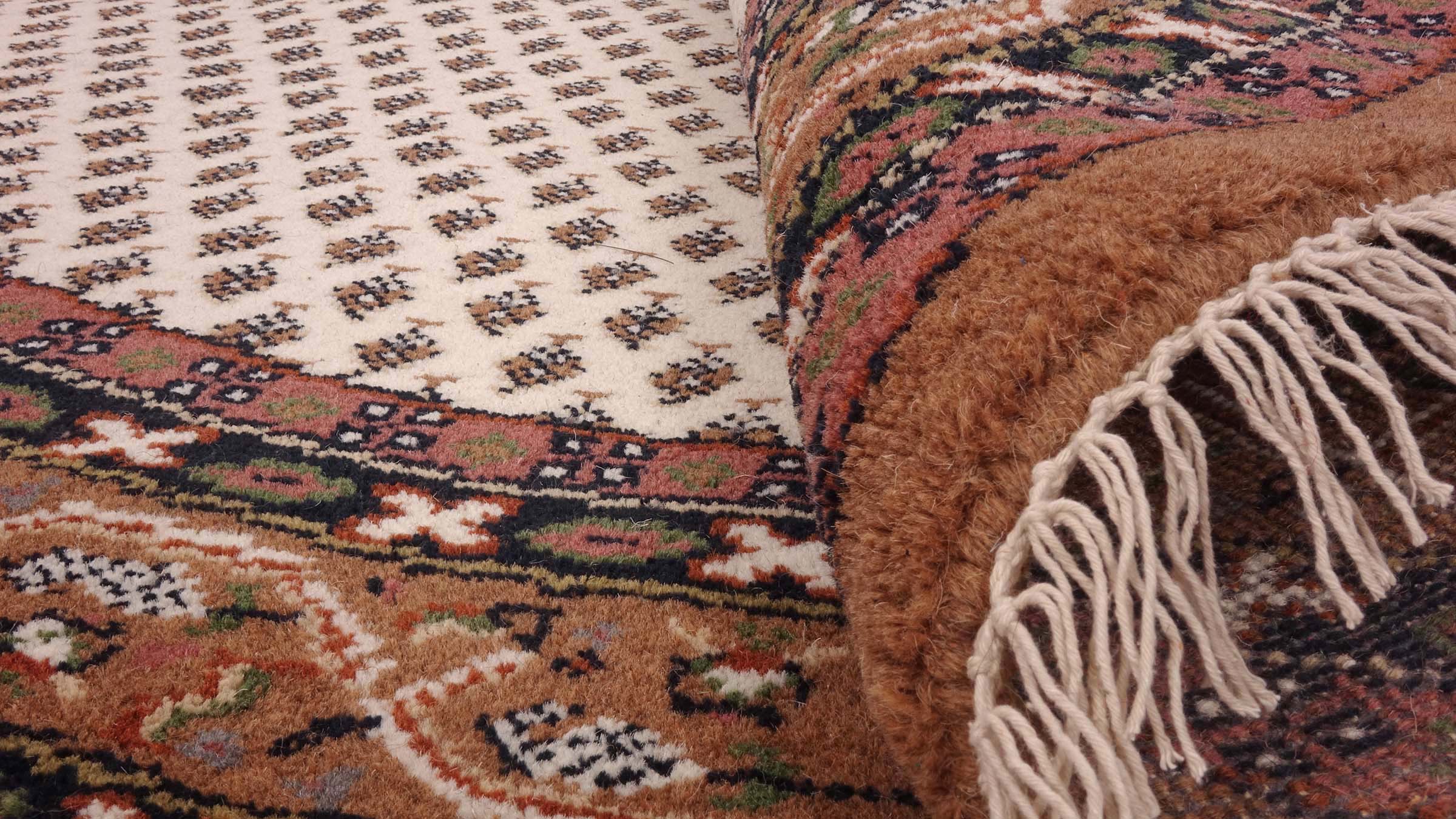 Runder Mir Sarough Teppich 200x200 Handgeknüpft Beige Umrandung Kurzflor Orient