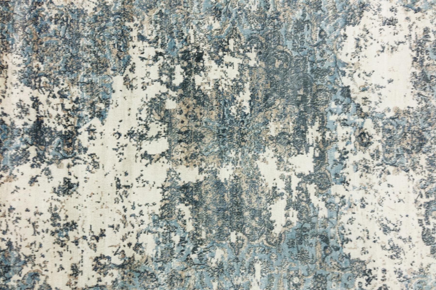Handloom Vintage 170x240 250x300 250x350 Handgewebt Teppich Blau Abstrakt Handarbeit