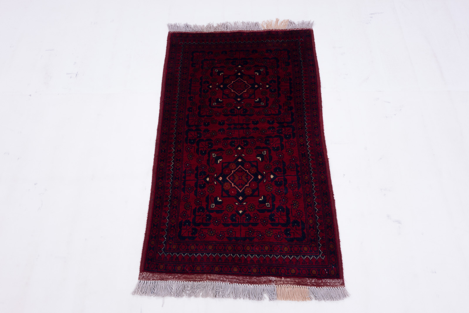 Afghan Belgique Khal Mohammadi 50x100 Handgeknüpft Teppich Braun Geometrisch