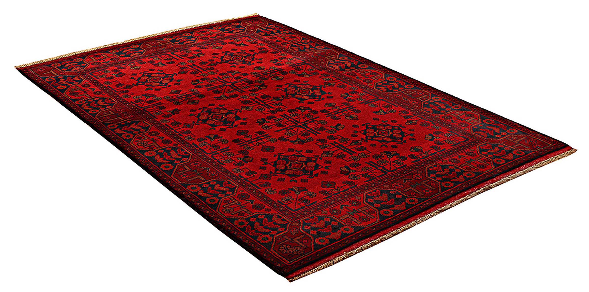 Afghan Khal Mohammadi Teppich 100x150 Handgeknüpft Braun Geometrisch Orient Kurzflor