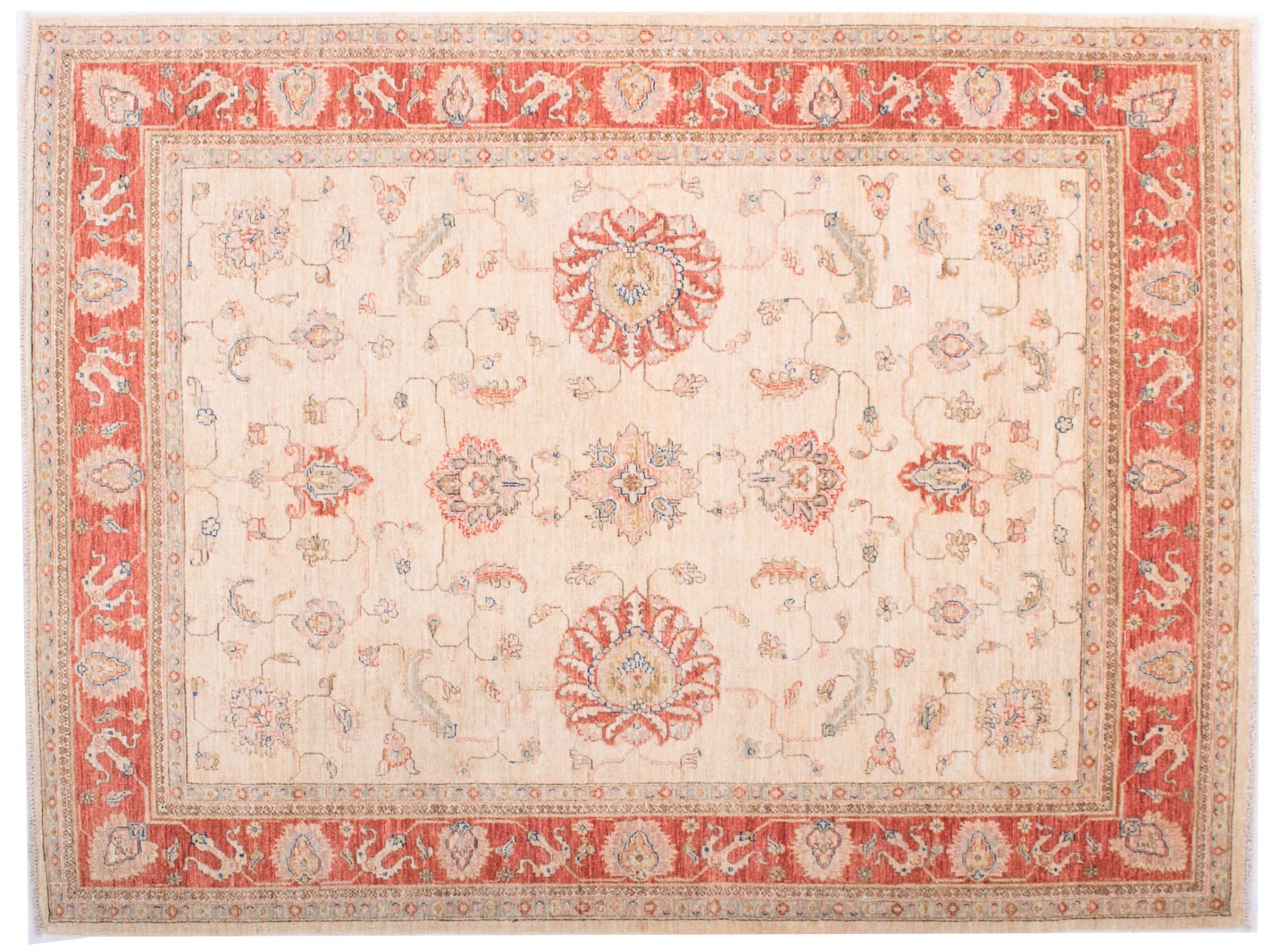 Afghan fine Ferahan Ziegler carpet 140x200 hand-knotted beige floral pattern Orient