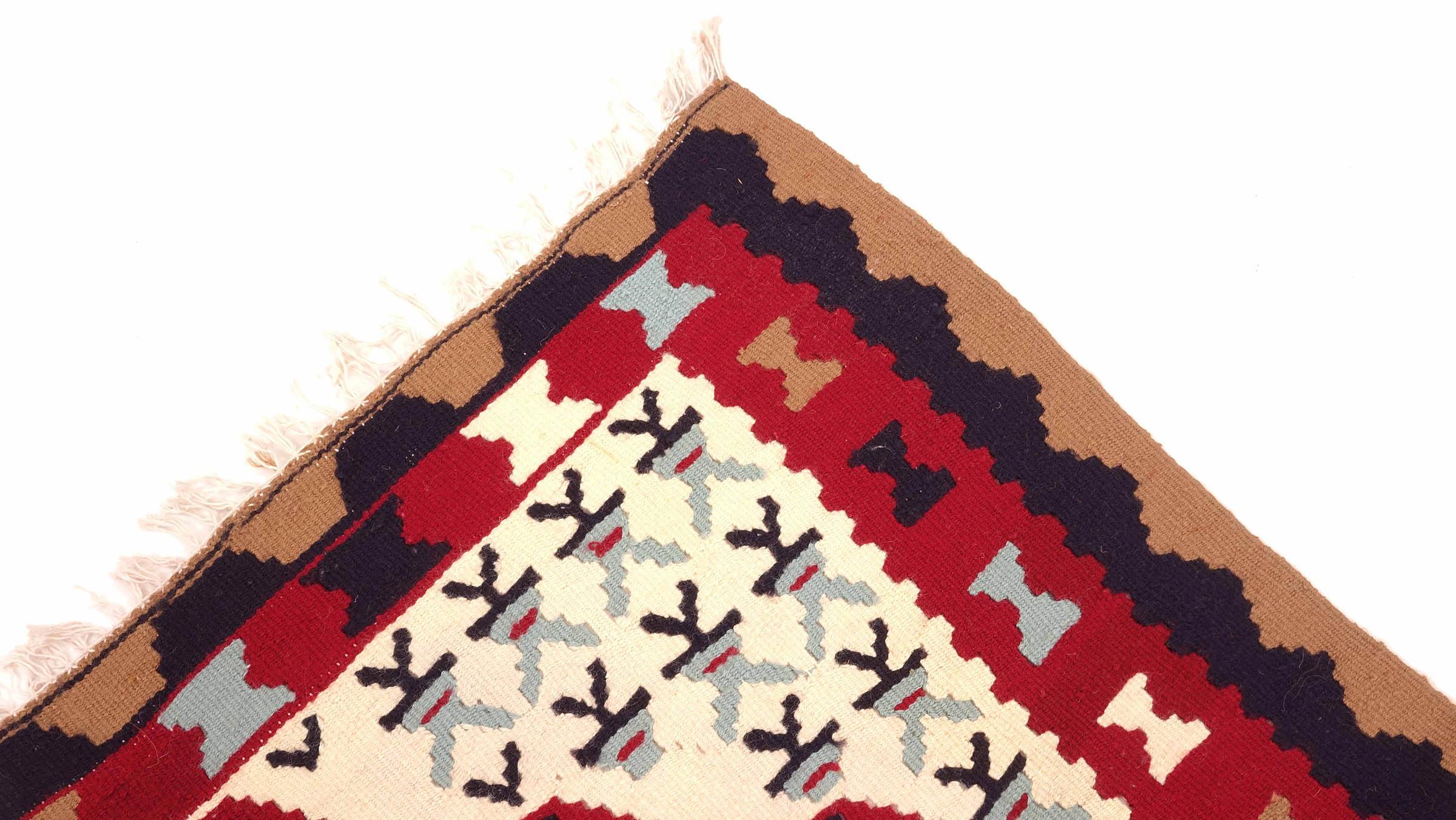 Perserteppich Kelim Ardebil 80x150 Handgewebt Beige Geometrisch Handarbeit Zimmer