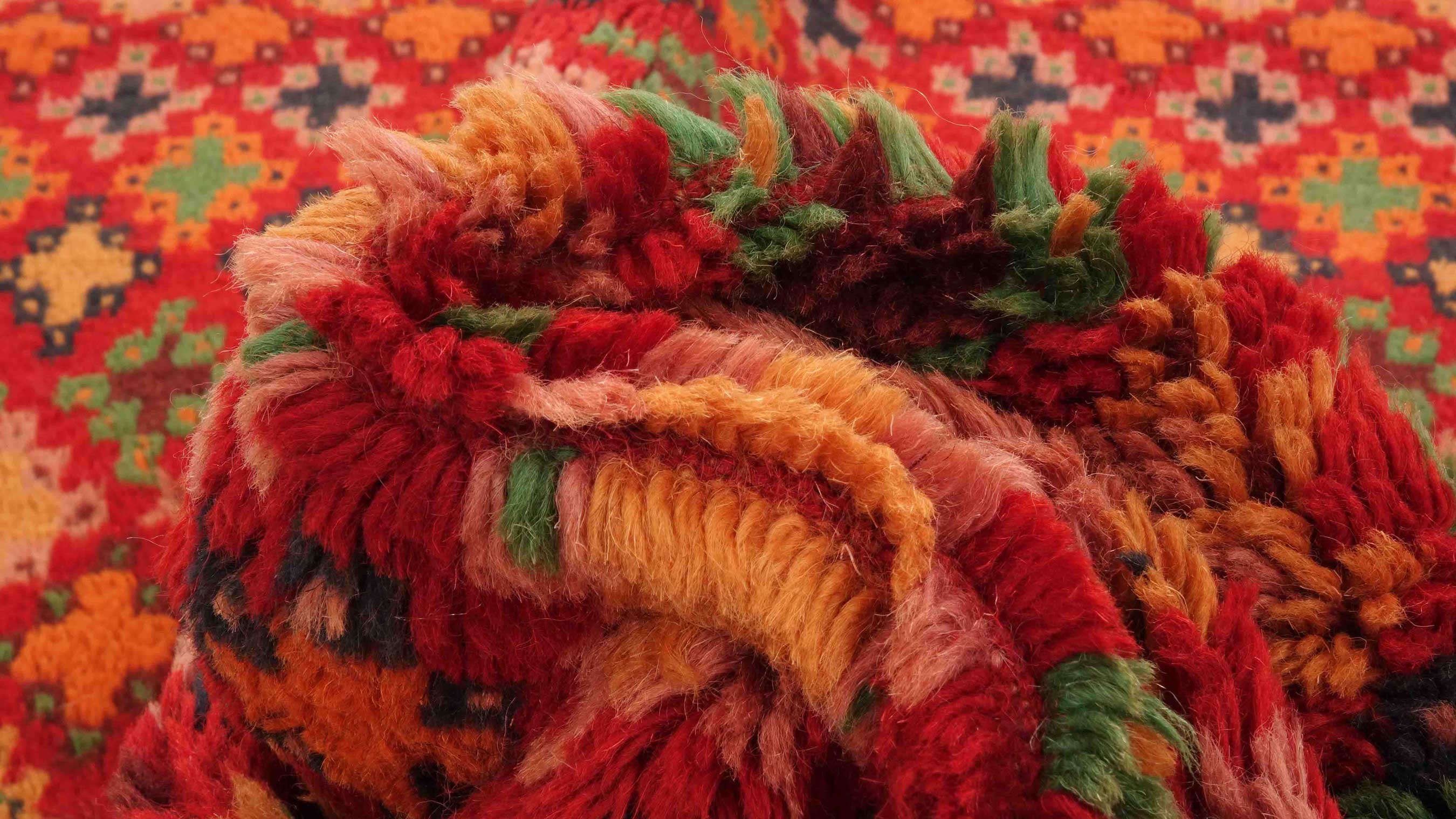 Gabbeh Teppich 100x180 Handgeknüpft Rot Streifen Orientalisch UNIKAT Kurzflor
