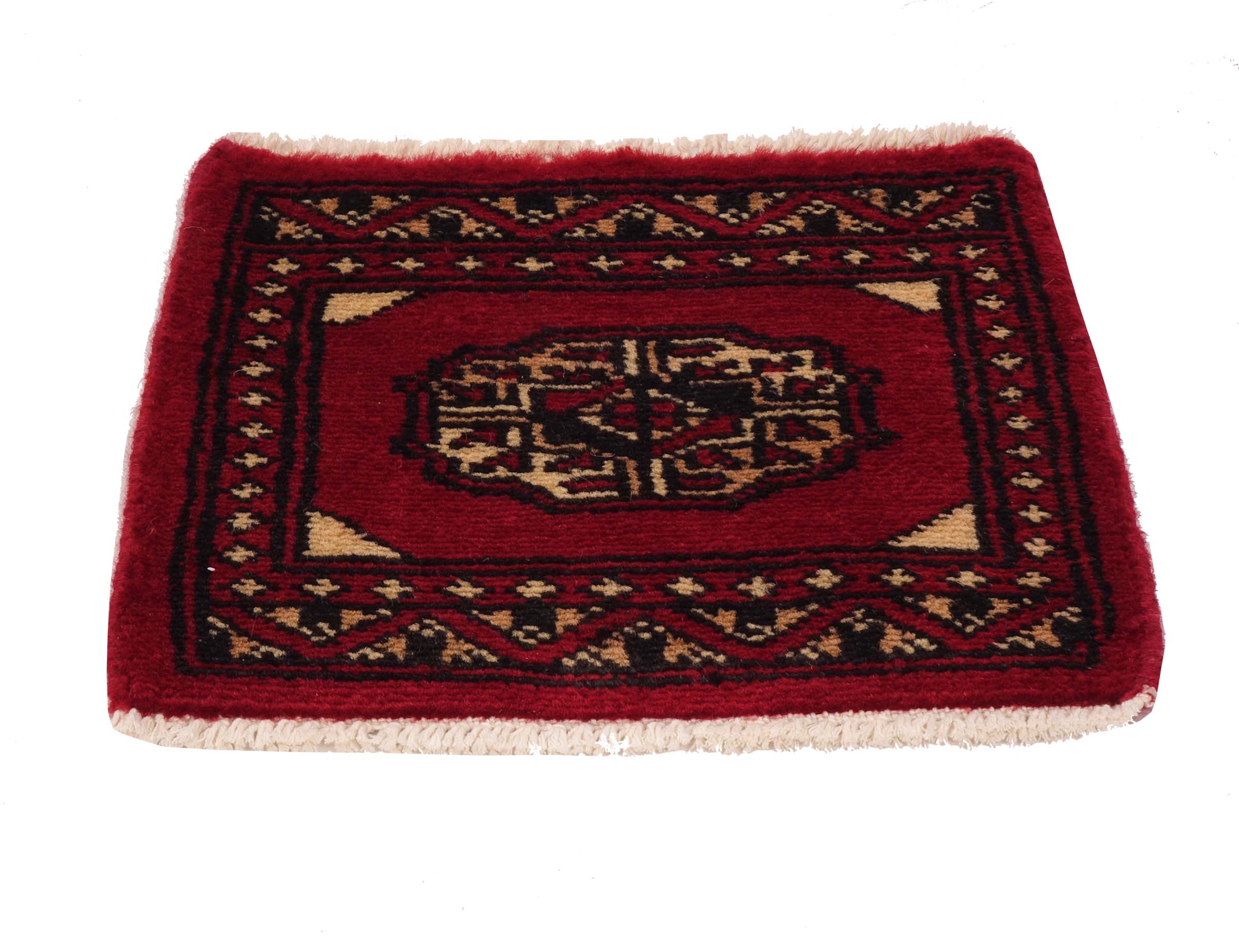 Pakistan Buchara Teppich 30x30 Handgeknüpft Quadratisch Rot Geometrisch Orient Kurzflor