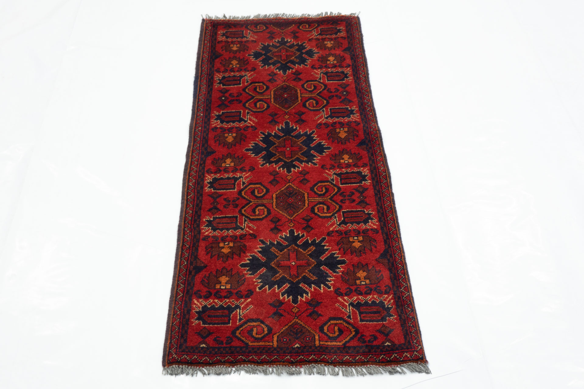 Afghan Khal Mohammadi 50x150 Handgeknüpft Teppich Läufer Braun Geometrisch