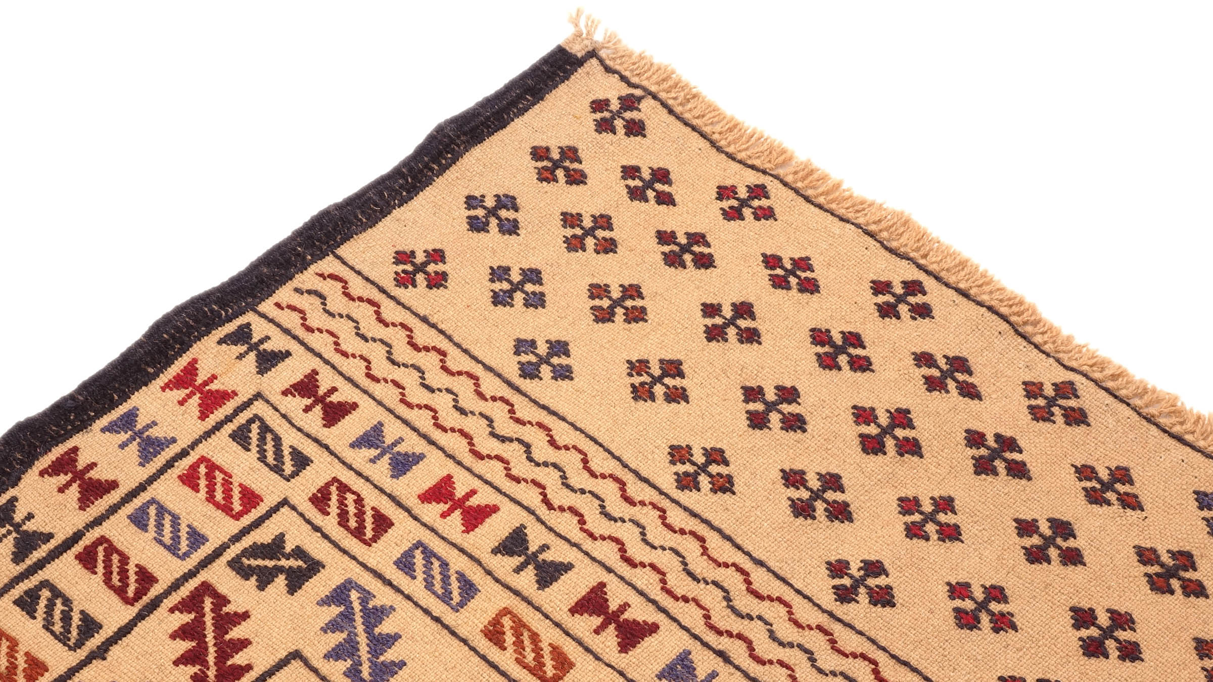 Afghan Kelim Gol Barjasta Teppich 120x180 Handgewebt Gold Geometrisch Handarbeit Gewebt