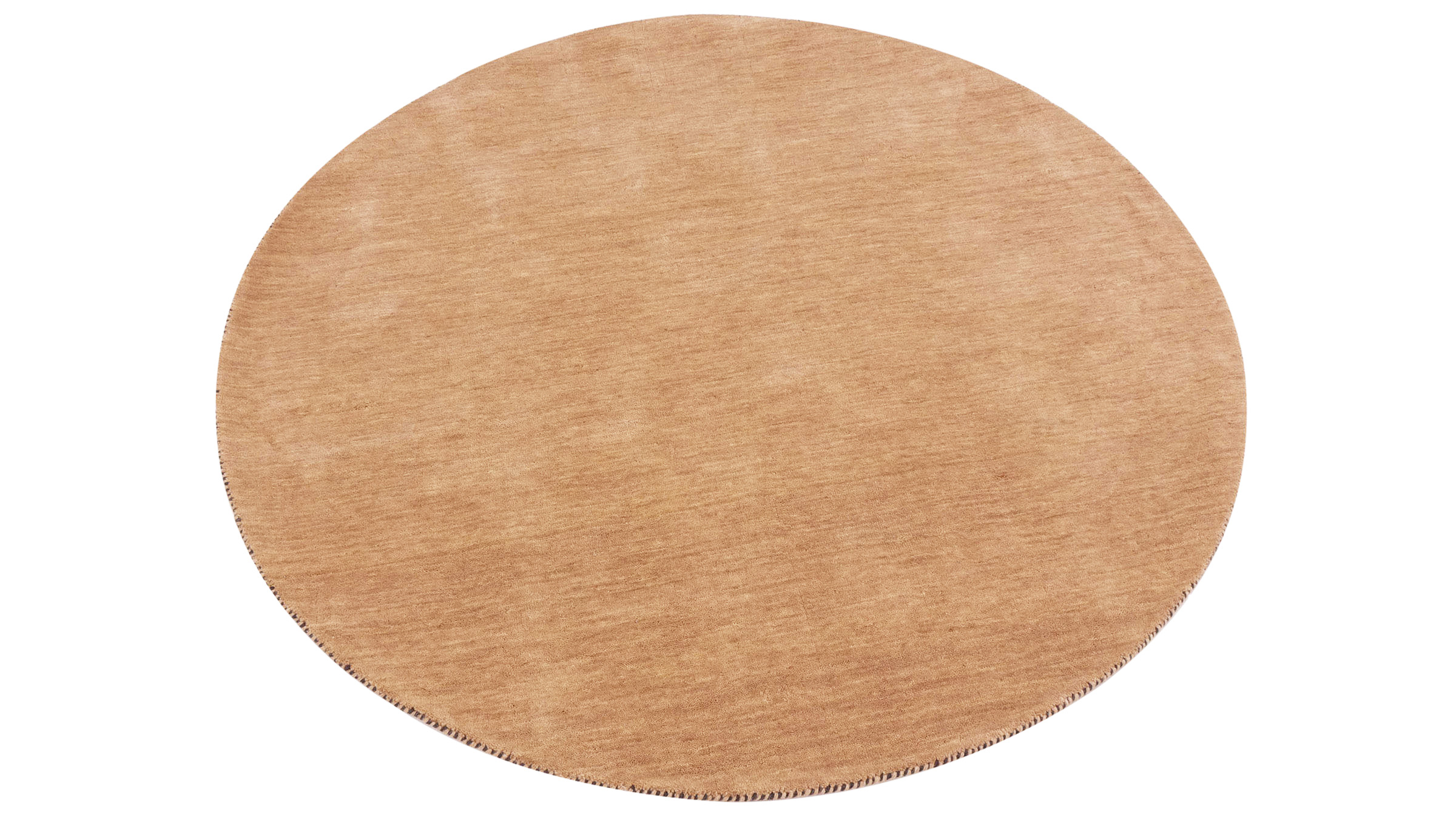 Wollteppich Gabbeh UNI 120x120 Handgewebt Rund Beige Einfarbig Handarbeit Zimmer