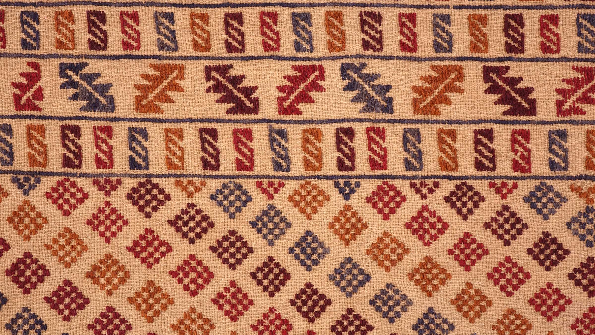Afghan Kelim Gol Barjasta Teppich 120x190 Handgewebt Gold Geometrisch Handarbeit Gewebt