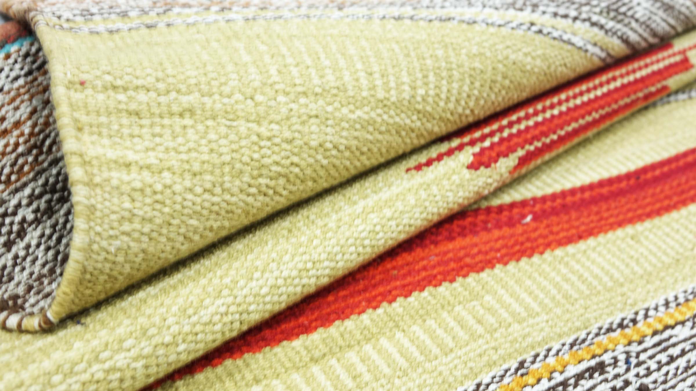 Knallbunter Kelim Teppich 60x120 Handgewebt Mehrfarbig Streifen Handarbeit Gewebt