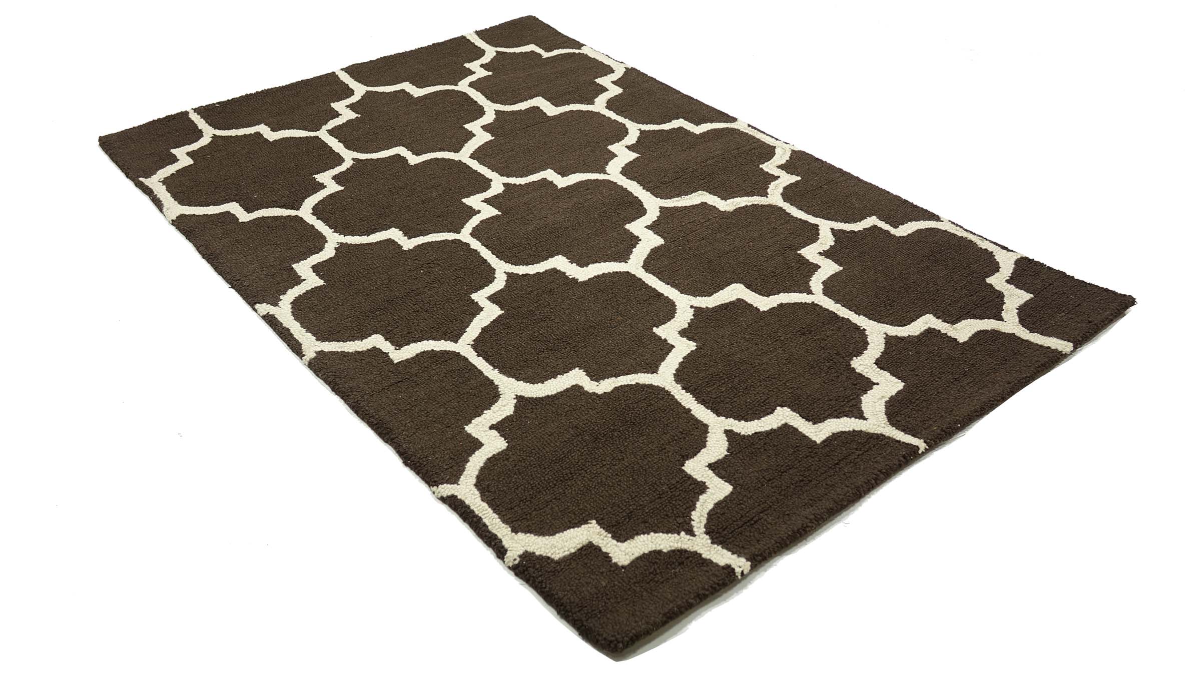 Carpet Moroccan Design 120x180 Brown Ornaments Hand Tufted Modern