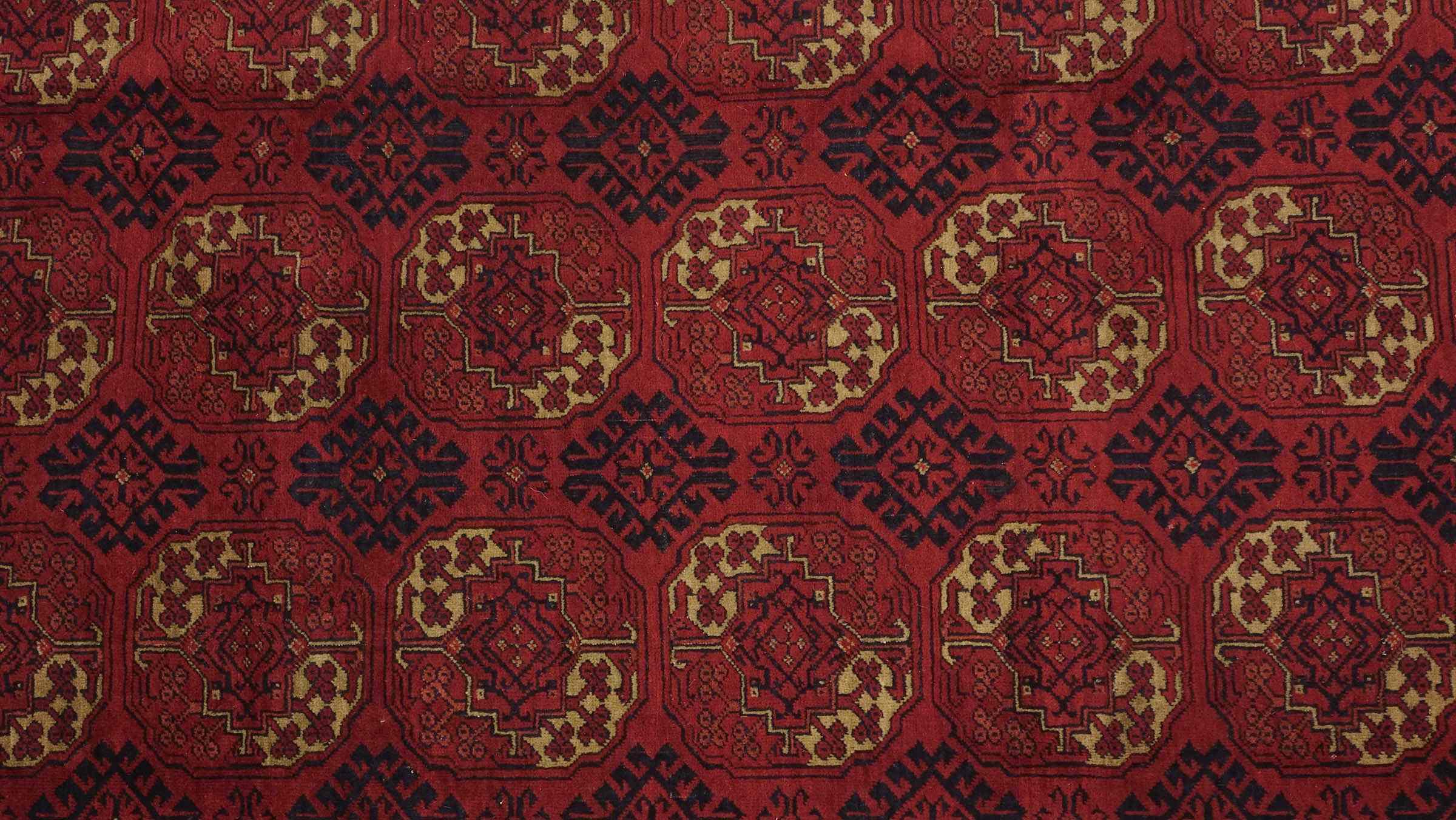 Afghan Teppich Turkmene 200x300 Handgeknüpft Rot Geometrisch Orientalisch UNIKAT