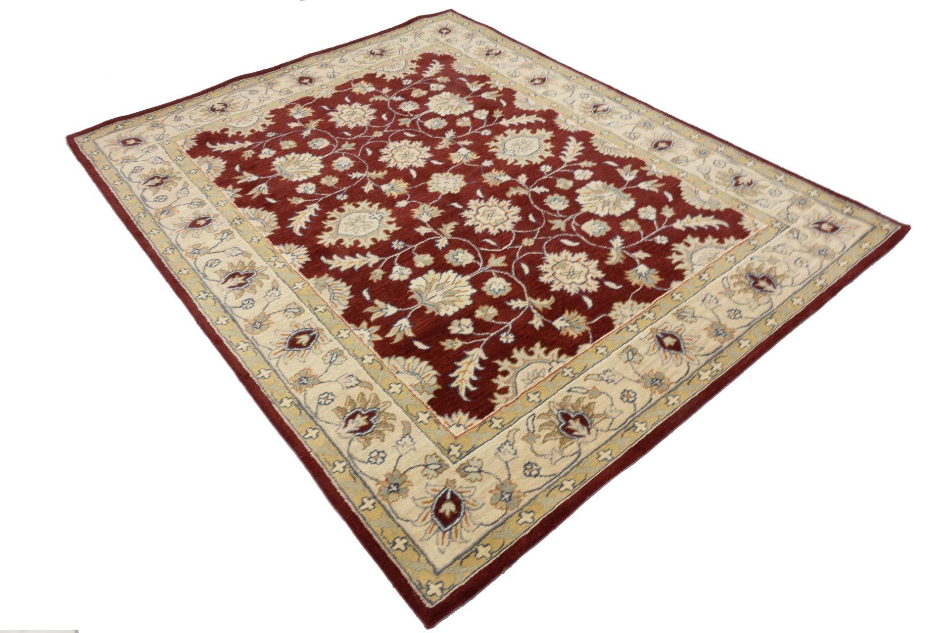 Handgefertigter Teppich 250x300 Rot Floral Handarbeit Handtuft Modern