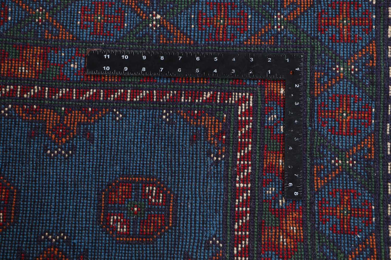 Afghan Akcha Rang Dar Teppich 100x150 Handgeknüpft Blau Durchgemustert Orient Kurzflor