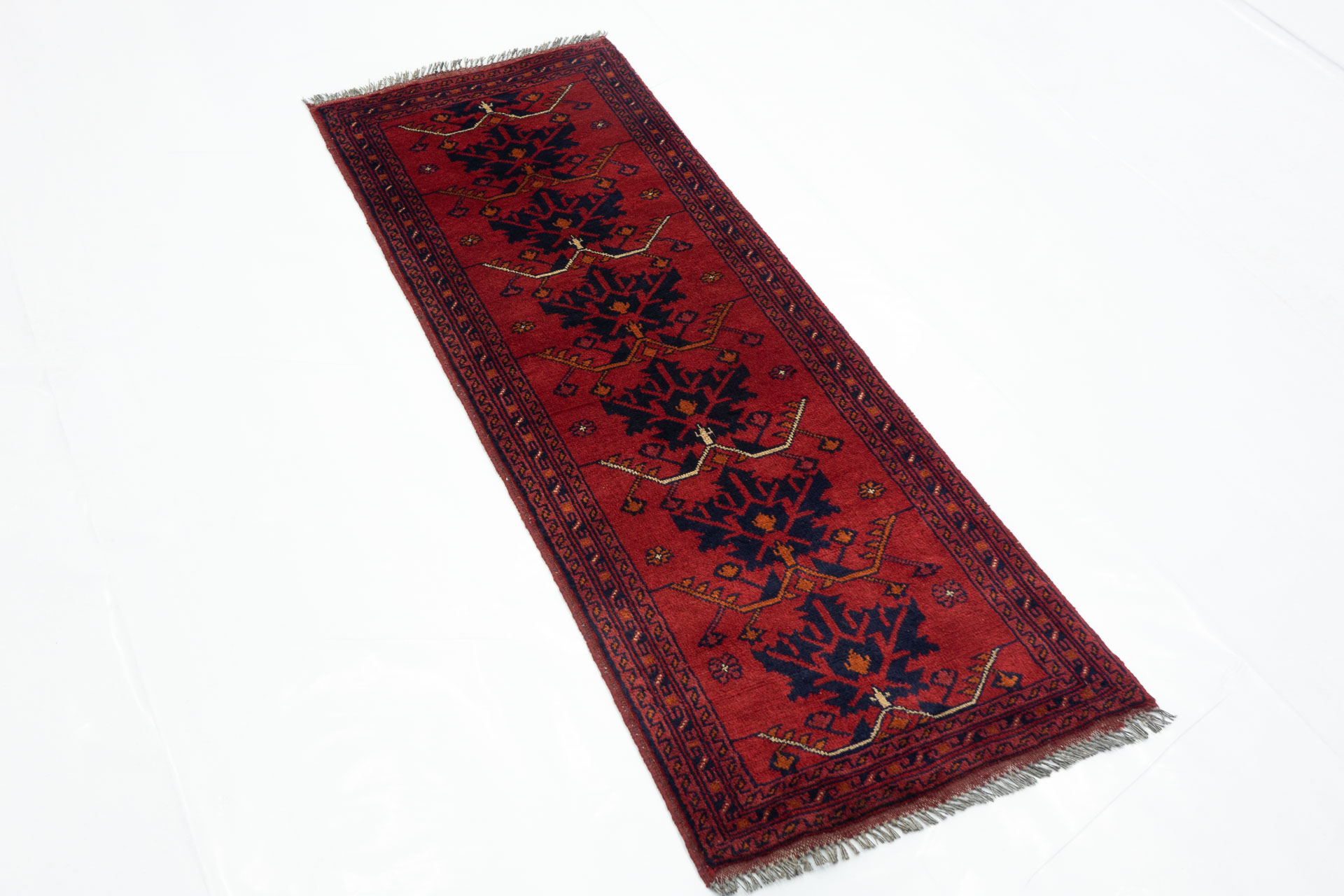 Afghan Khal Mohammadi 50x150 Handgeknüpft Teppich Läufer Braun Geometrisch