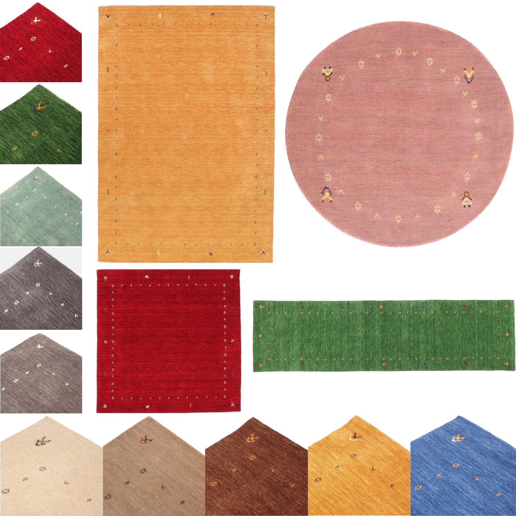 Wollteppich Gabbeh MUTI 120x120 Handgewebt Rund Beige Einfarbig Handarbeit