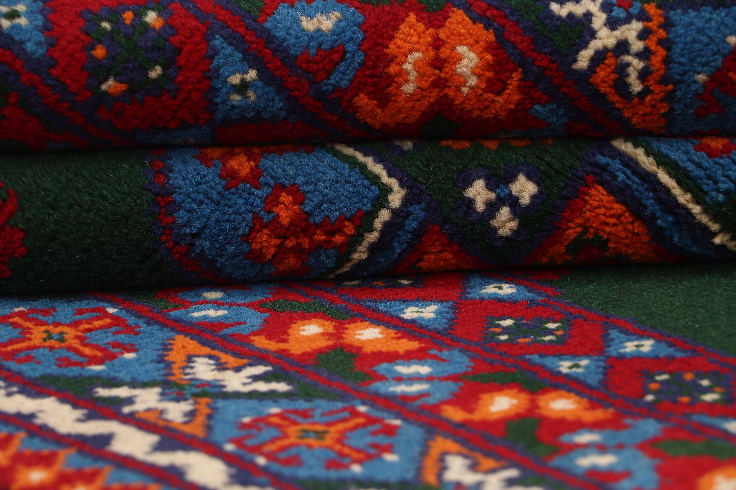 Afghan Akcha Rang Dar Teppich 100x150 Handgeknüpft Grün Durchgemustert Orient Kurzflor