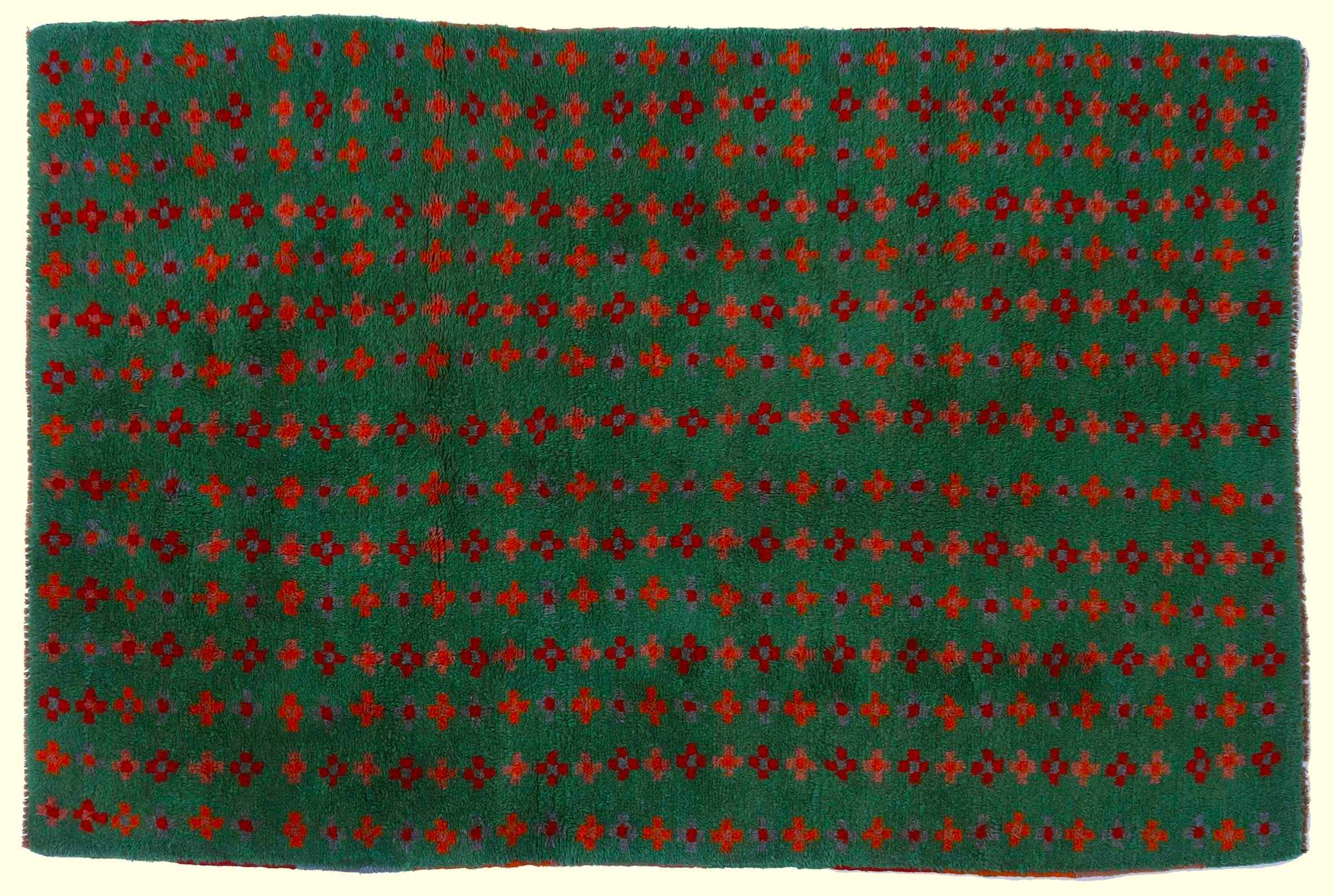 Gabbeh Teppich 120x170 Handgeknüpft Grün Gestreift Orientalisch UNIKAT Kurzflor