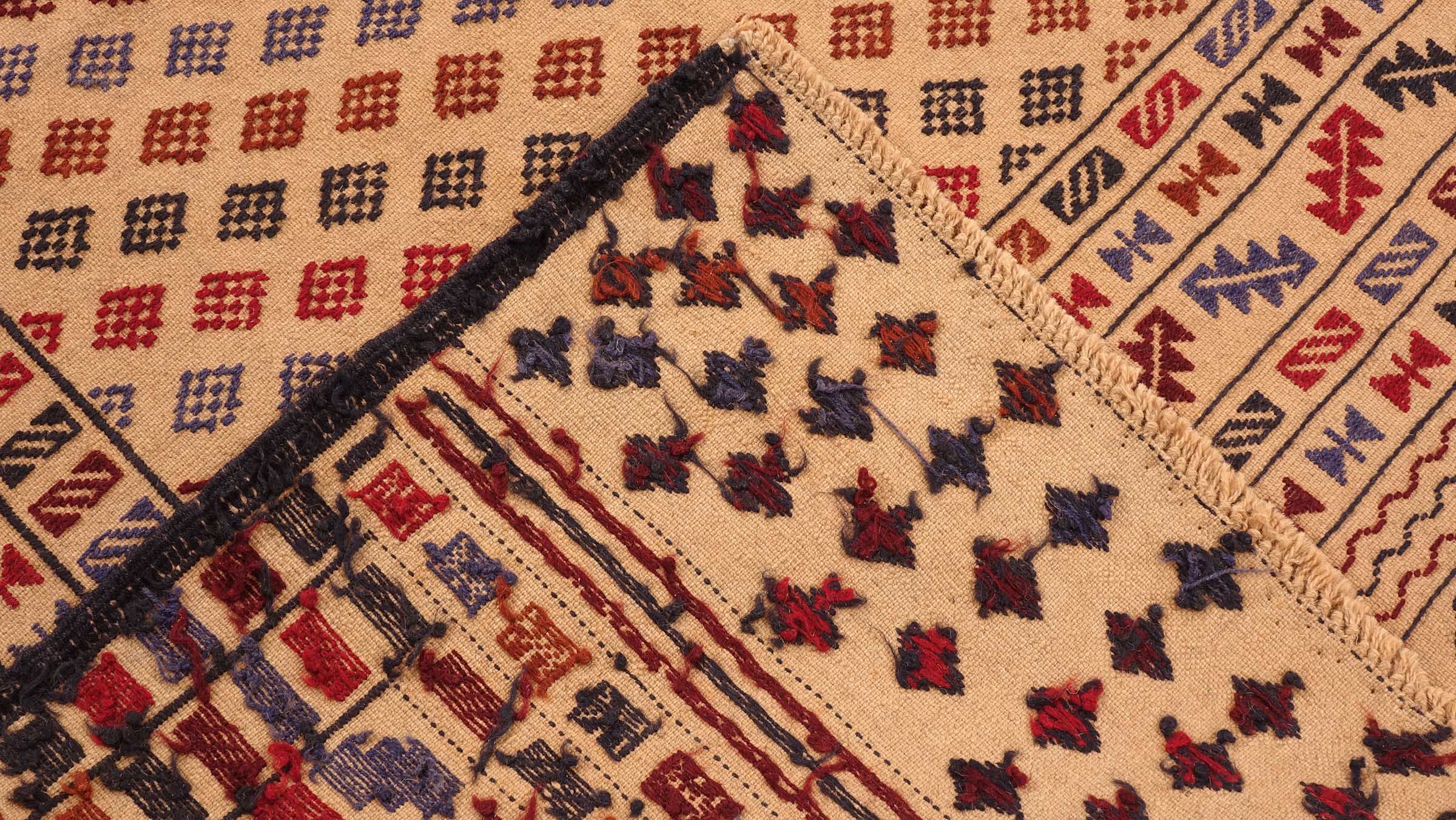 Afghan Kelim Gol Barjasta Teppich 120x180 Handgewebt Gold Geometrisch Handarbeit Gewebt