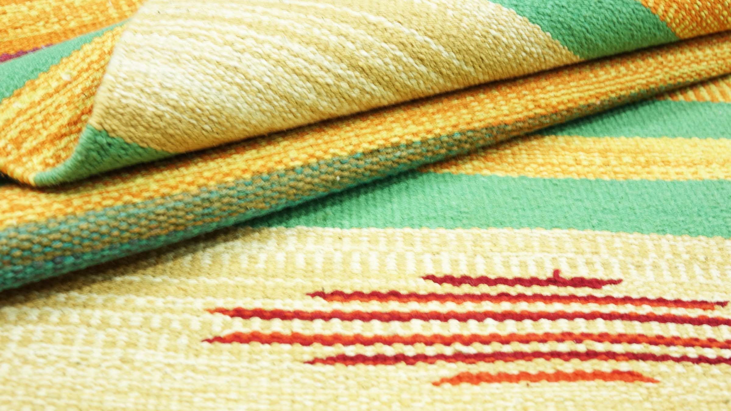 Knallbunter Kelim Teppich 60x120 Handgewebt Mehrfarbig Streifen Handarbeit Gewebt